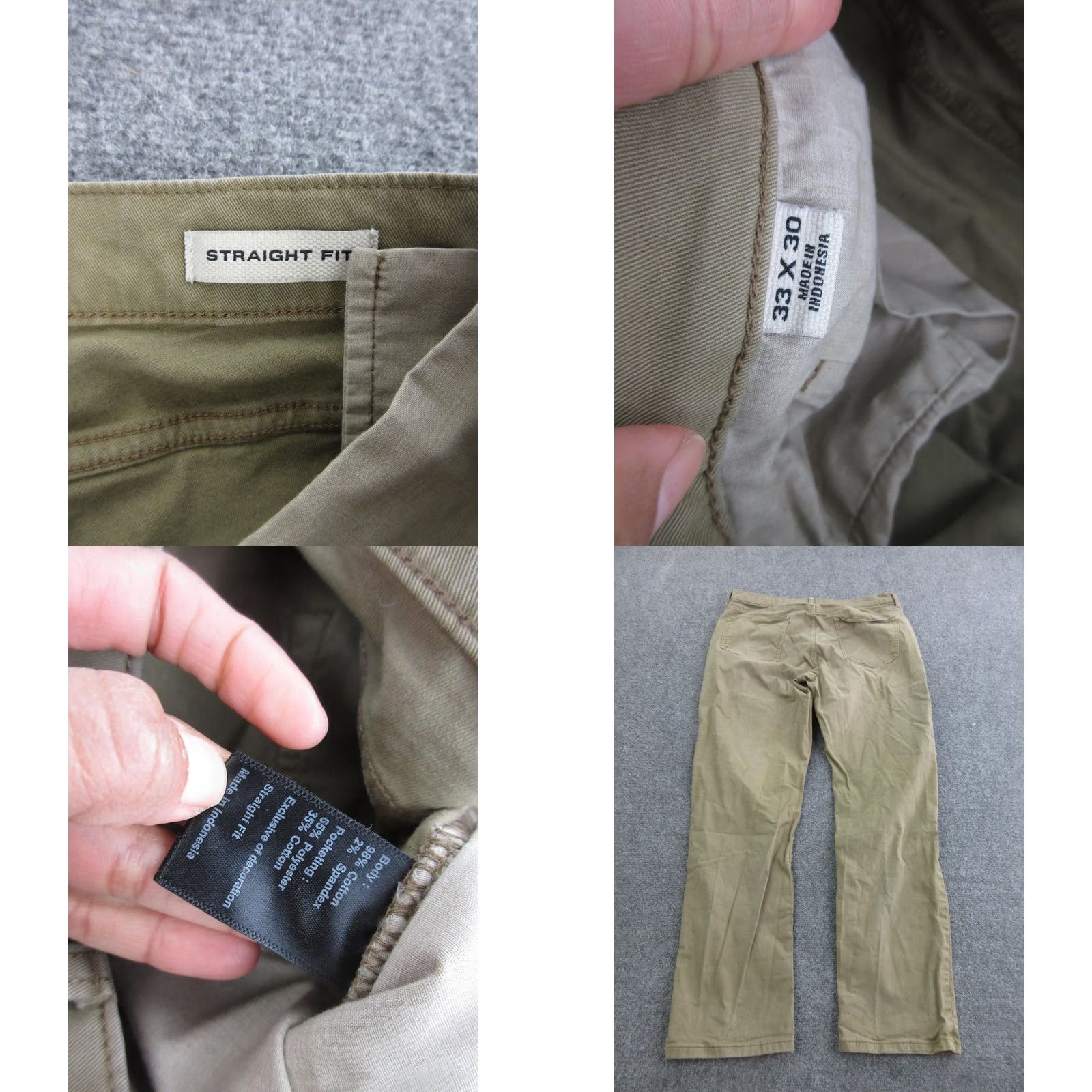 Flint And Tinder Flint and Tinder Pants Mens 33x30 Beige Straight Fit Stretch Khakis Casual Size US 33 - 8 Thumbnail