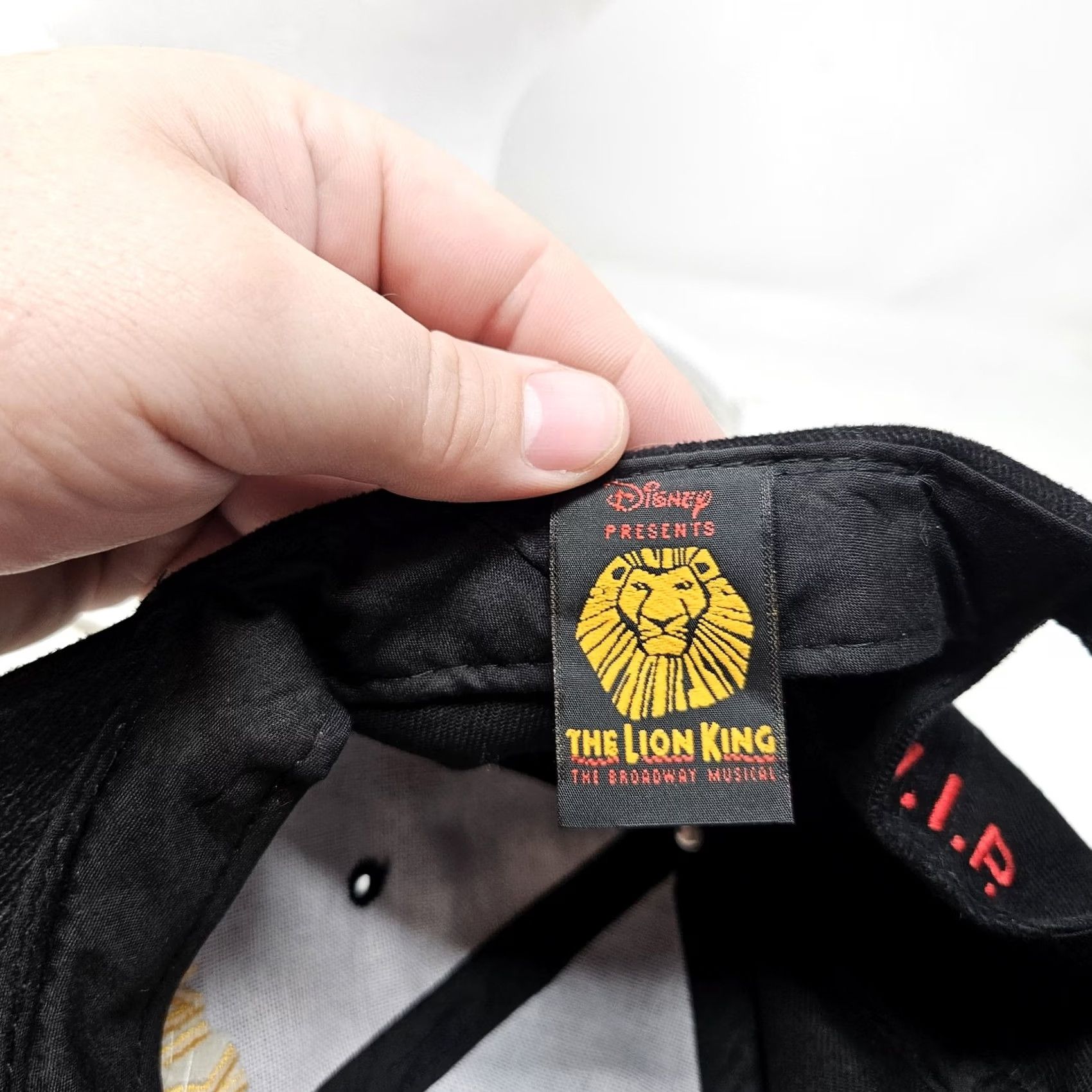 Disney VINTAGE? No. Lion King Hat Cap Strap Back Black Embroidered Broadway Musical VIP Disney Mens Size ONE SIZE - 7 Thumbnail