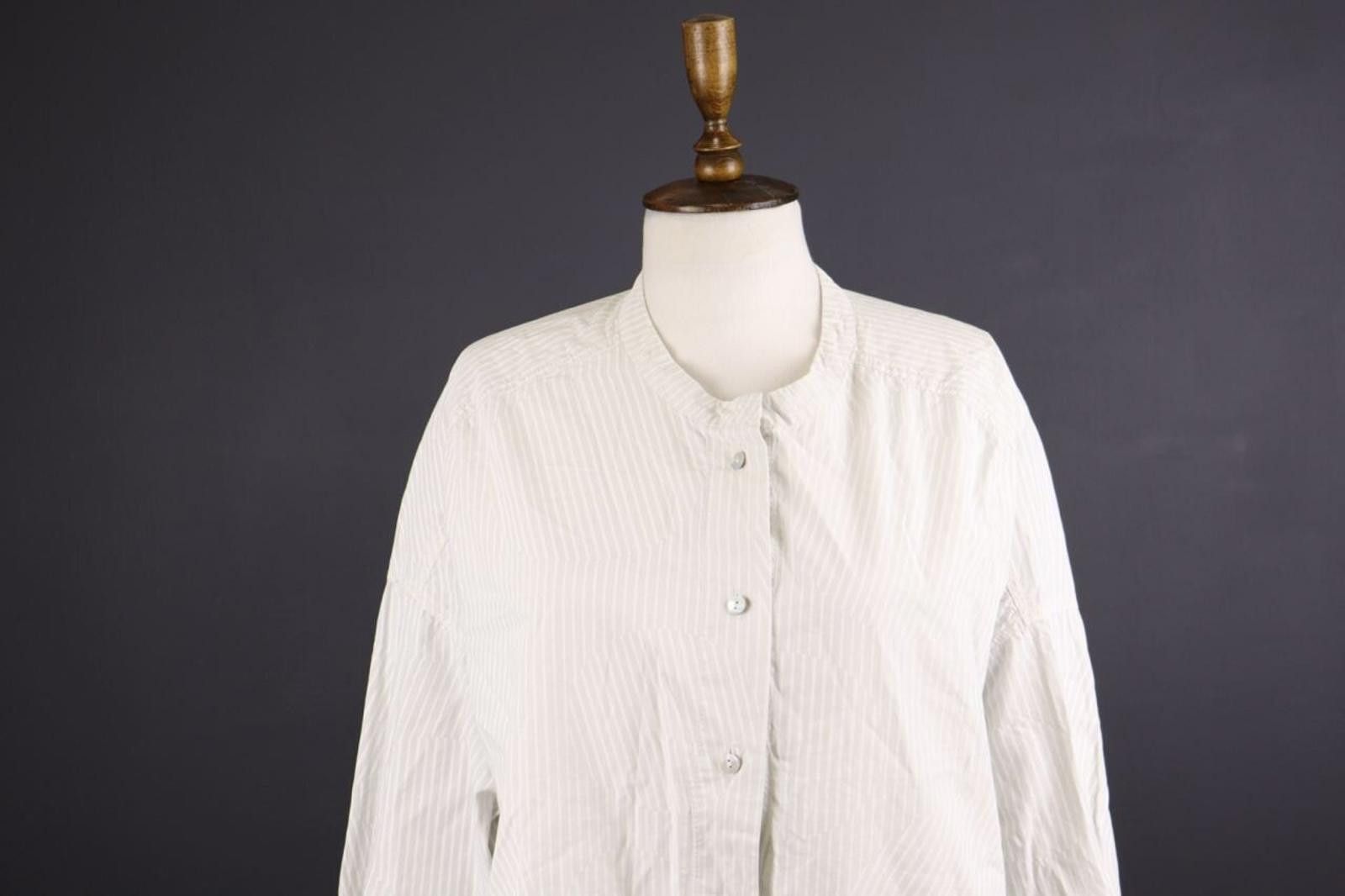Oscar De La Renta Oska White Relaxed Stripe Tunic Shirt Dress Short Size 4 Size S / US 4 / IT 40 - 2 Thumbnail