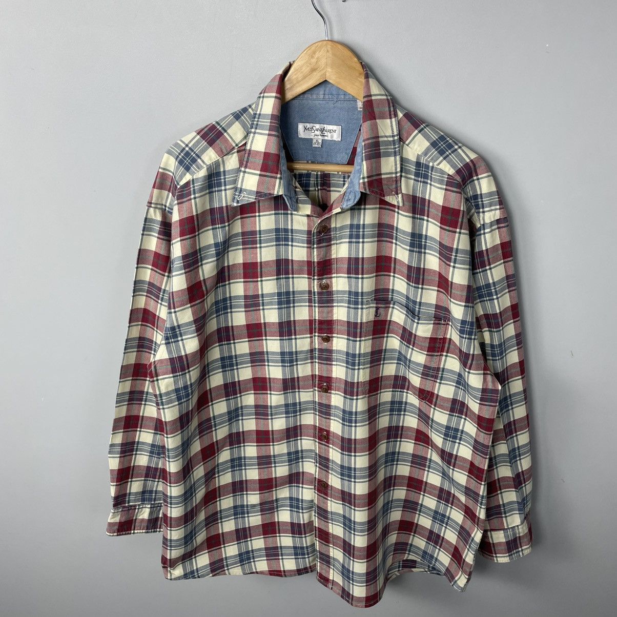 Yves Saint Laurent Vintage Yves Saint Laurent (YSL) Plaid Flannel Button Shirt Size US XL / EU 56 / 4 - 4 Thumbnail
