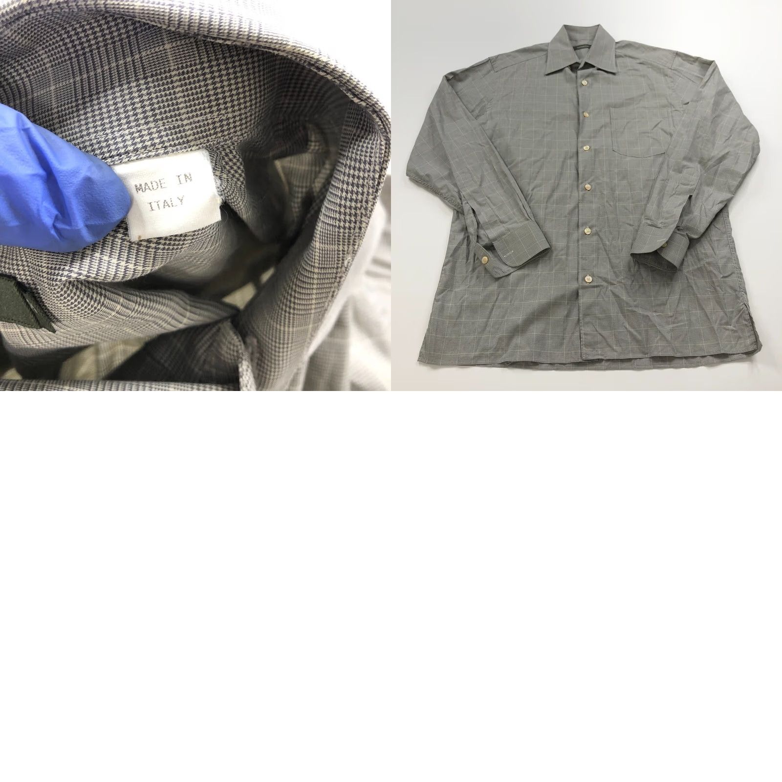 Ermenegildo Zegna Ermenegildo Zegna Glen Plaid Dress Shirt Gray Button LS Medium 15/15.5-35 Size 40R - 9 Thumbnail