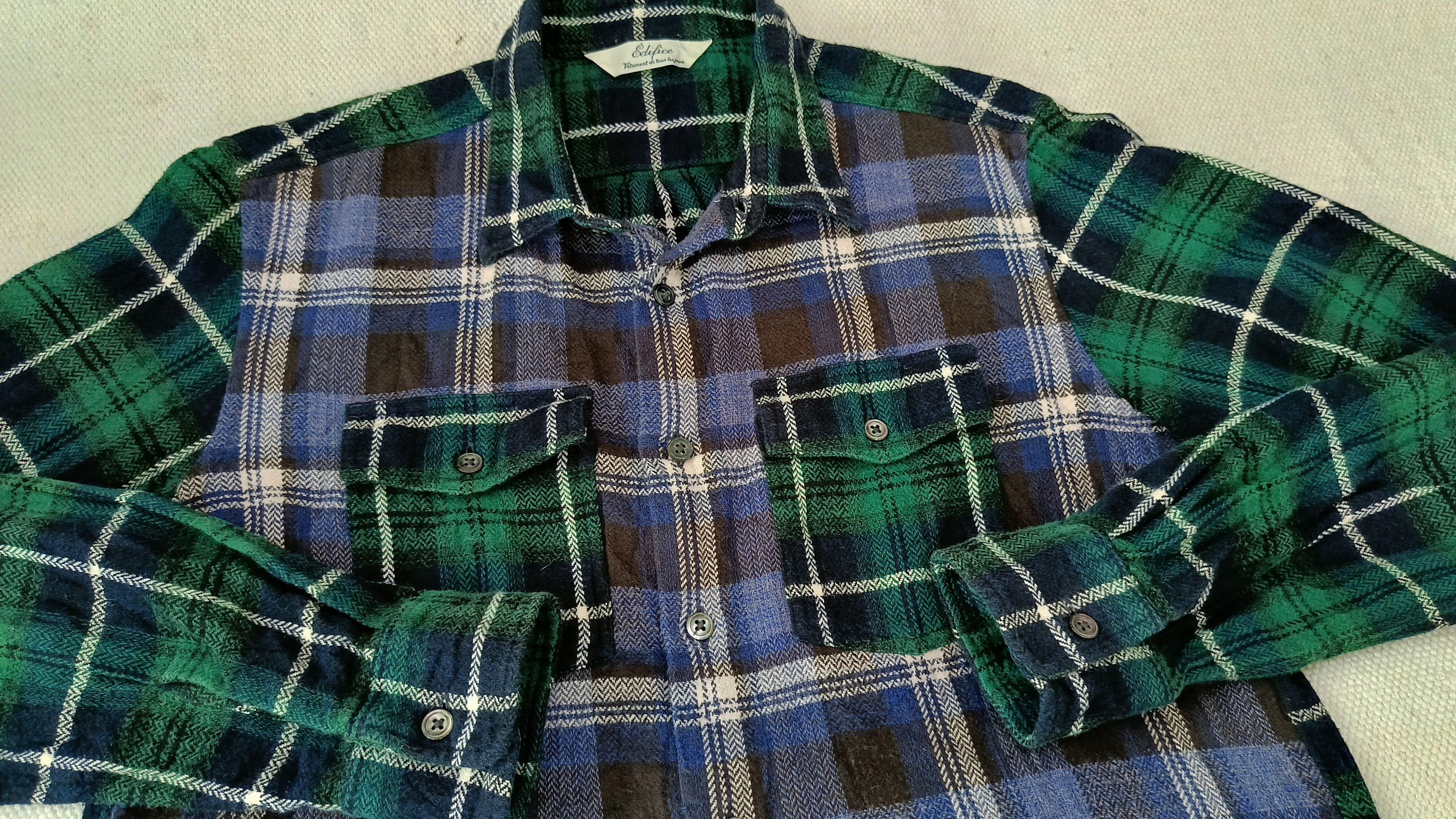 image of Edifice Japan Edifice 44 Japan Flannel Plaid Shirt Small, Men's