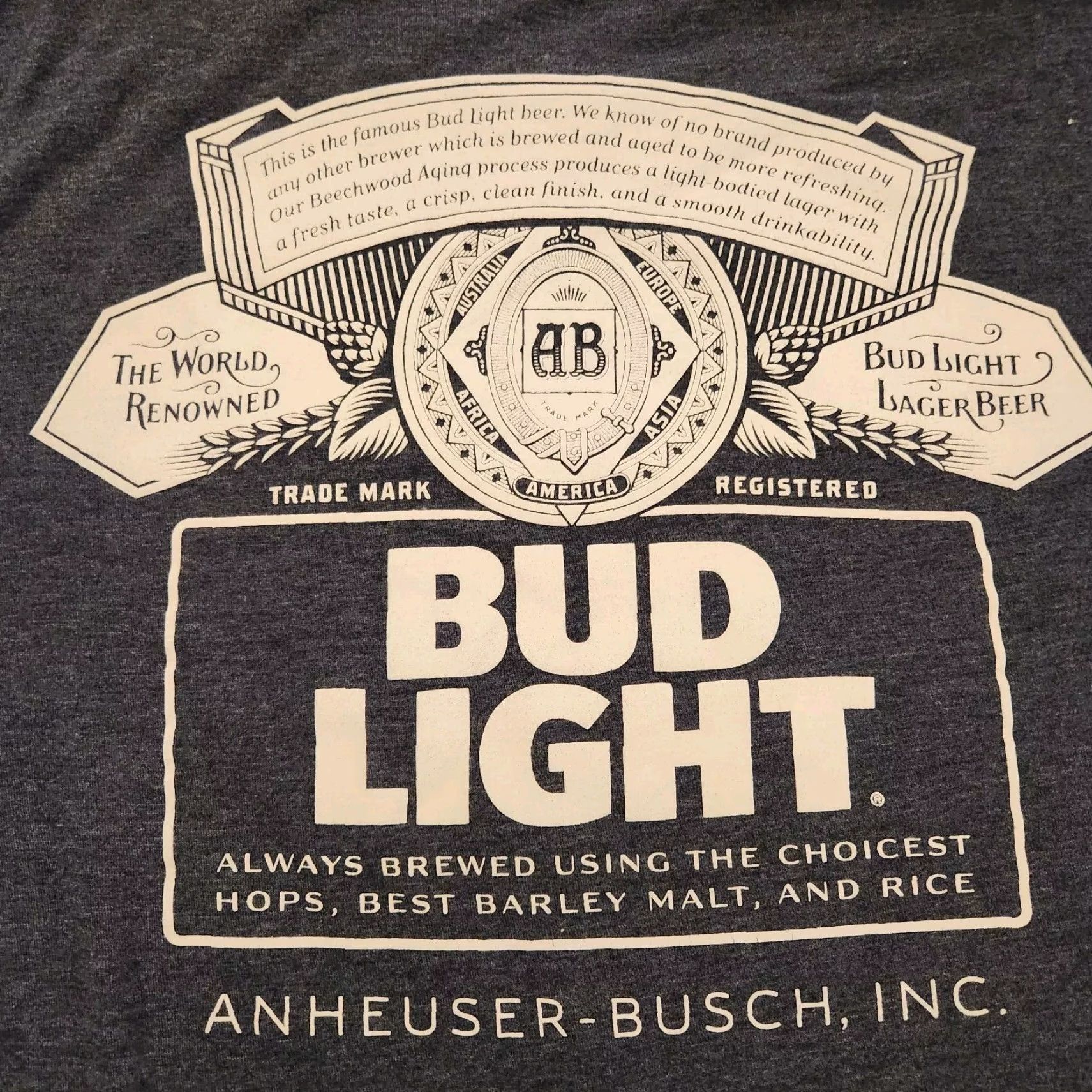 Gildan Bud Light Anheuser Busch Beer Men XL Long Sleeve T-Shirt Gray Double Side Size US XL / EU 56 / 4 - 2 Thumbnail