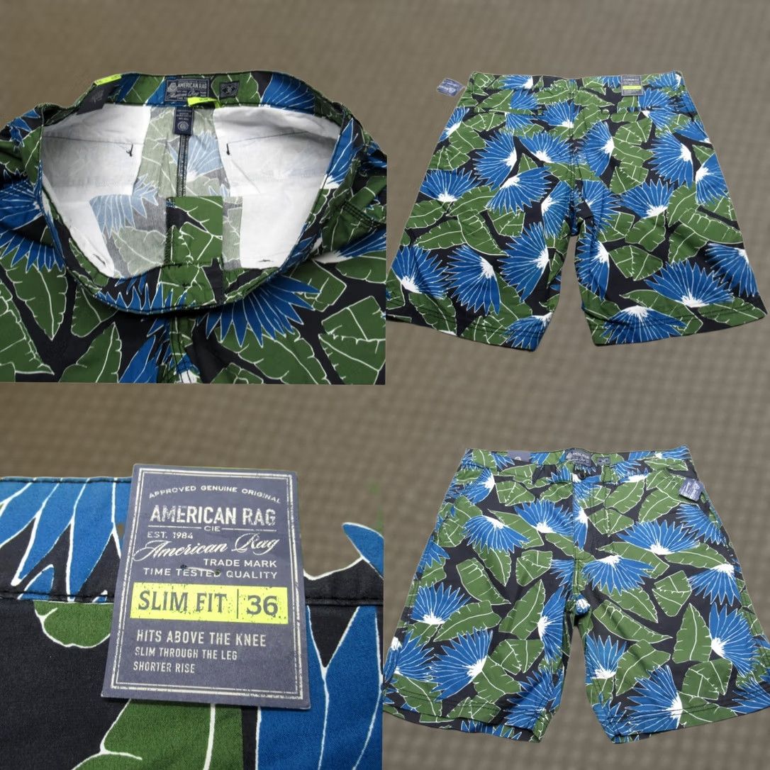 Vintage Board Shorts Mens 38 Green Blue Tropical Floral Slim Fit Above Knee NWT Size US 38 / EU 54 - 1 Thumbnail