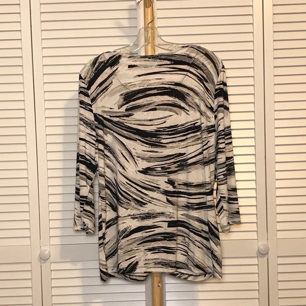 Other JM Collection Abstract Textured Scoop 3/4 Sleeve Blouse L Size L / US 10 / IT 46 - 2 Thumbnail