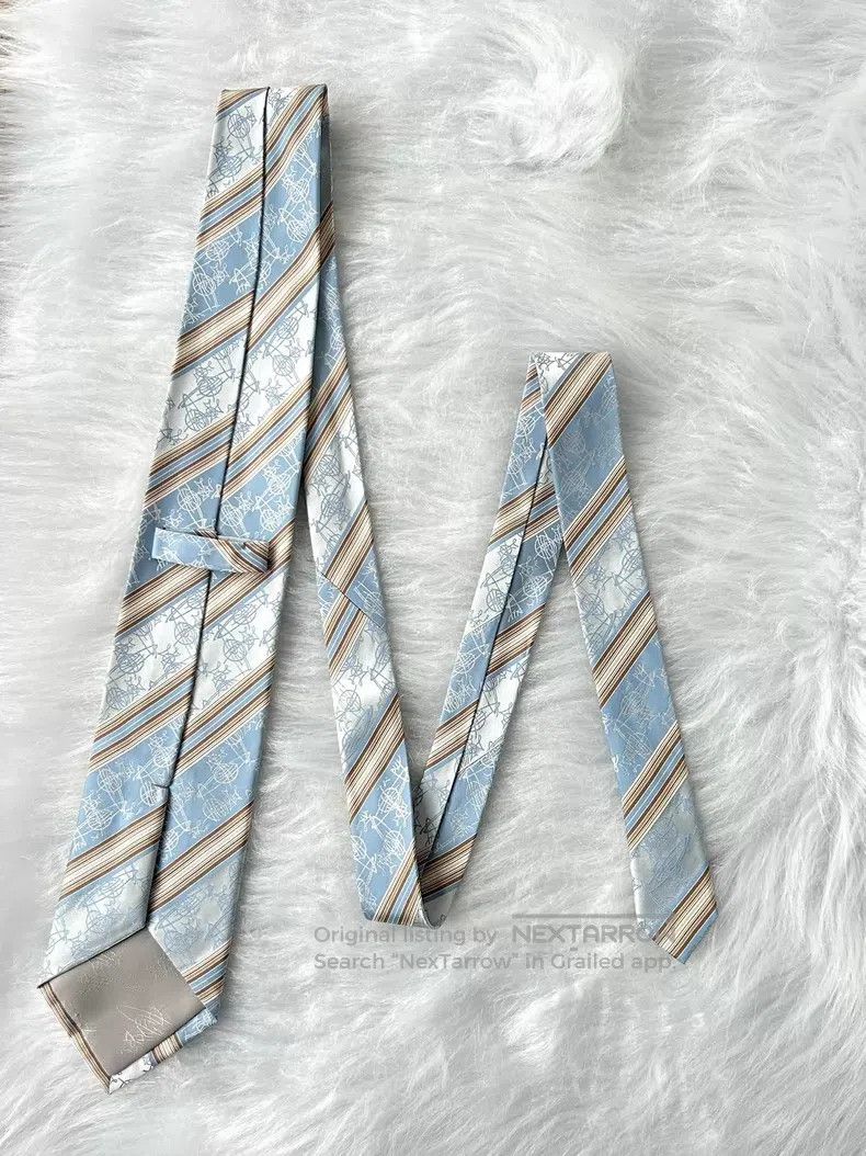 Vivienne Westwood Vivienne Westwood Aqua Striped Saturn Silk Tie Size ONE SIZE - 1 Thumbnail