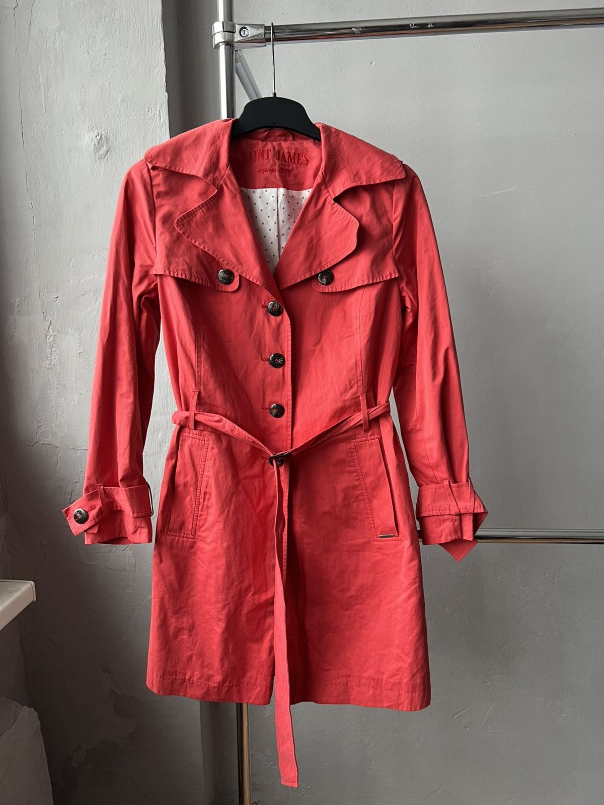 Saint James SAINT JAMES VINTAGE WOMEN PINK/ORANGE SOLID TRENCH COAT SZ 8 Size M / US 6-8 / IT 42-44 - 3 Thumbnail