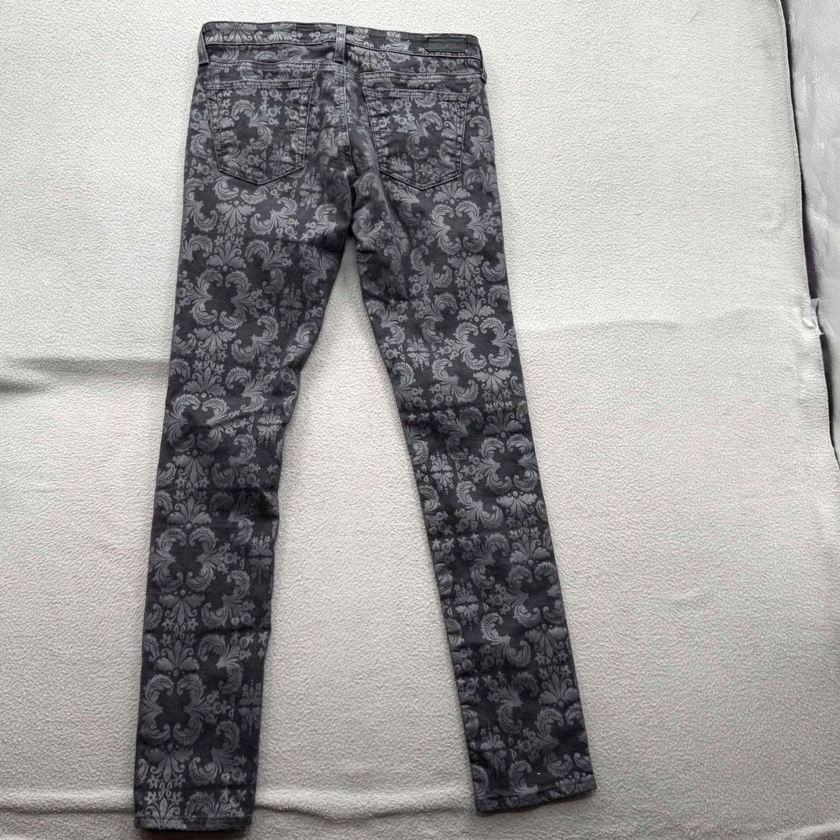 Vintage AG Adriano Goldschmied Jeans Legging Super Skinny Paisley Gray Womens 28R Denim 31in Inseam 5-Pocket Zip Closure Slim Stretch N/A Size 28" / US 6 / IT 42 - 2 Thumbnail