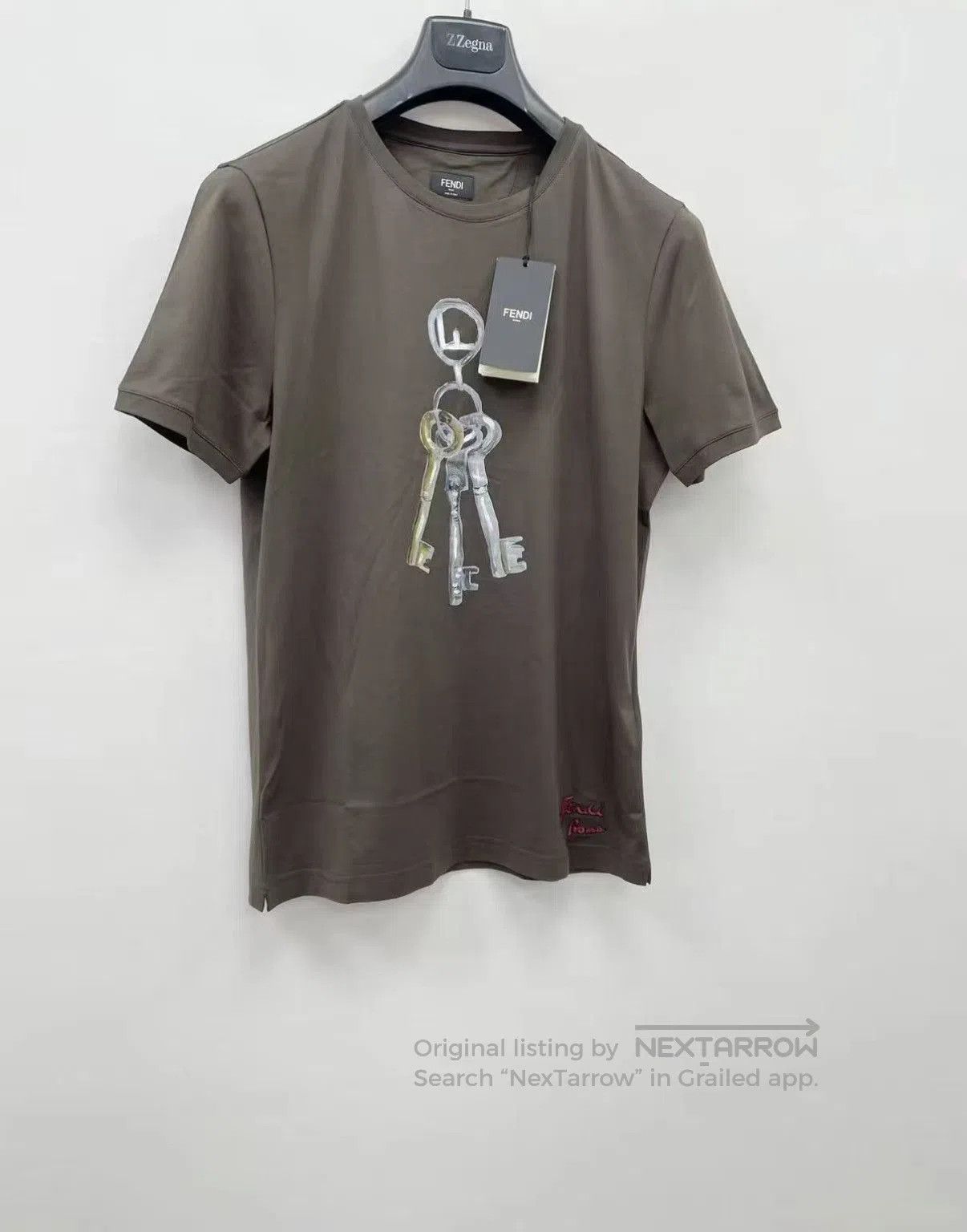 Fendi Gray Short Sleeve Key Graphic T. Size US L / EU 52-54 / 3 - 2 Thumbnail