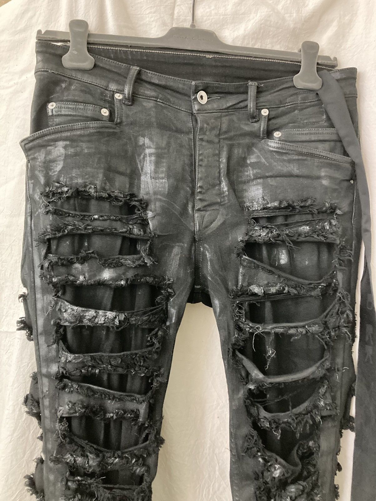 Rick Owens Black Foil Slash Stretch Denim