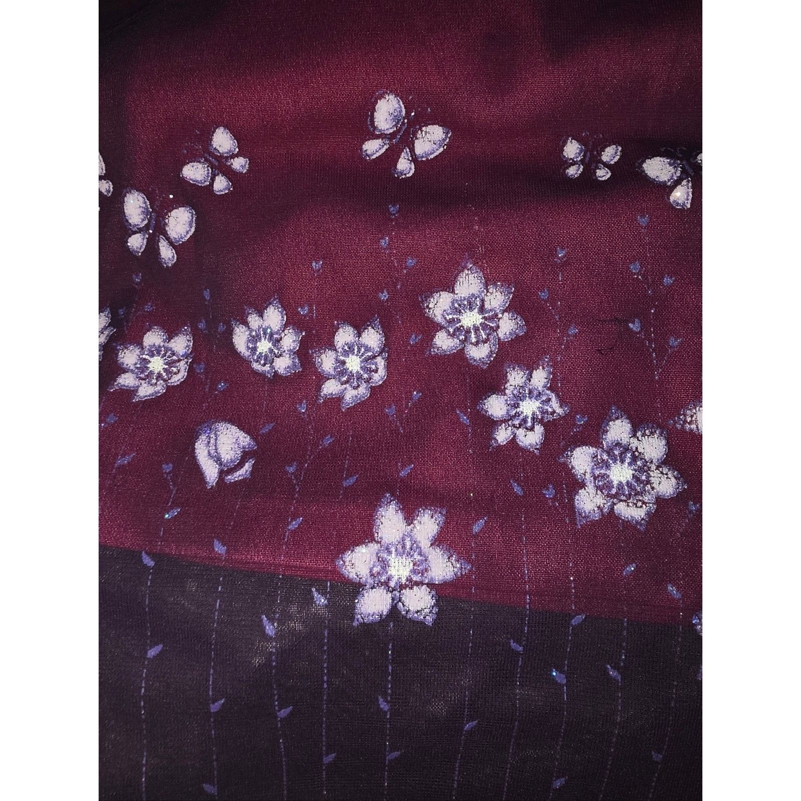 Vintage Pia 90s Y2K Fuchsia & Purple Mesh Floral Dress Large Size L / US 10 / IT 46 - 9 Thumbnail