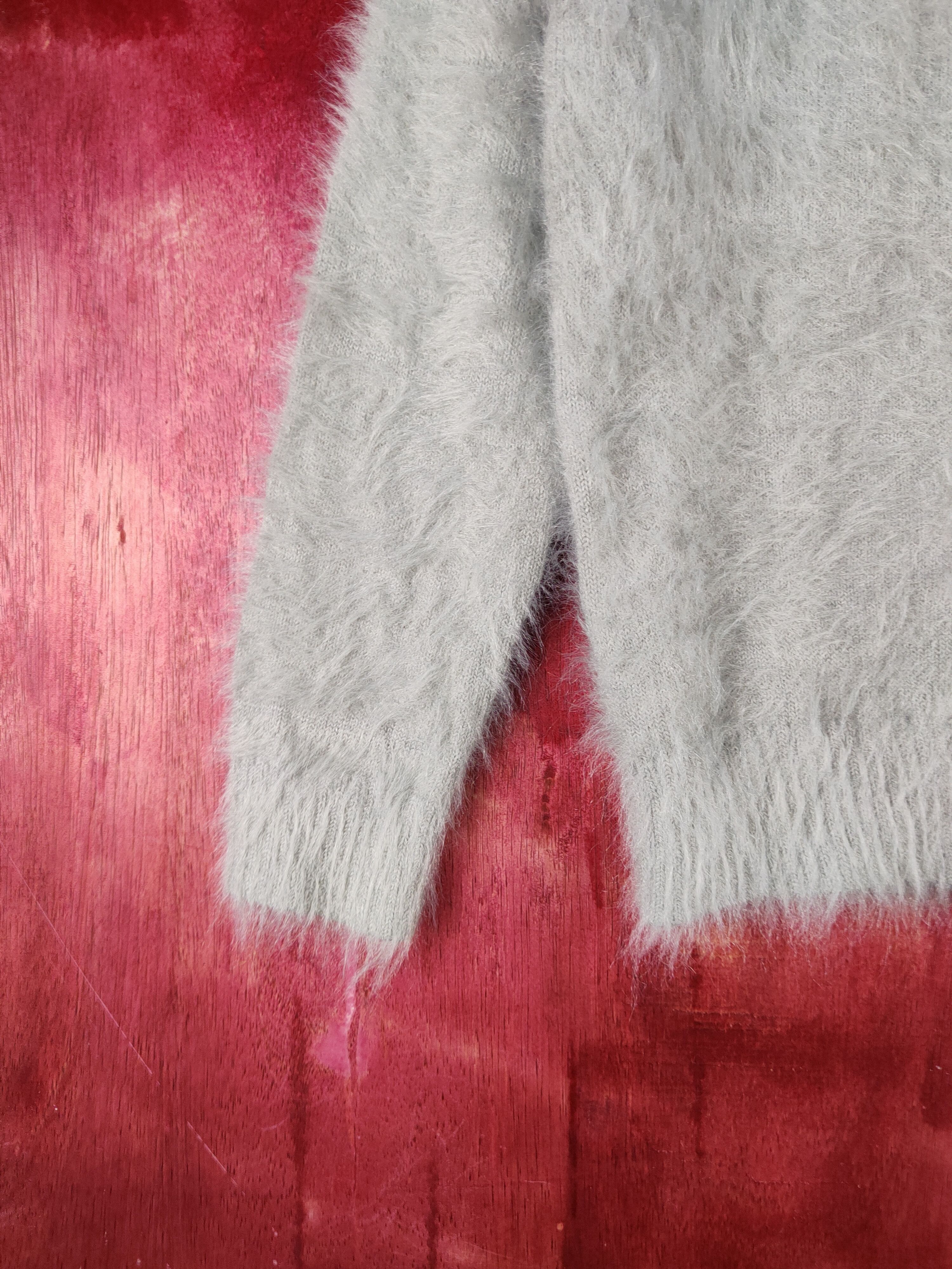 Vintage KBF Gray Shag Shaggy Fur Mohair Knitwear #S2095 Size XS / US 0-2 / IT 36-38 - 4 Thumbnail