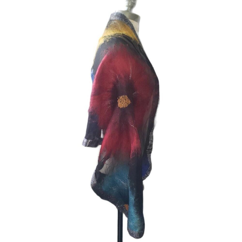 Designer CT1595 Floral Black Sheer and Felt Scarf Size ONE SIZE - 2 Thumbnail