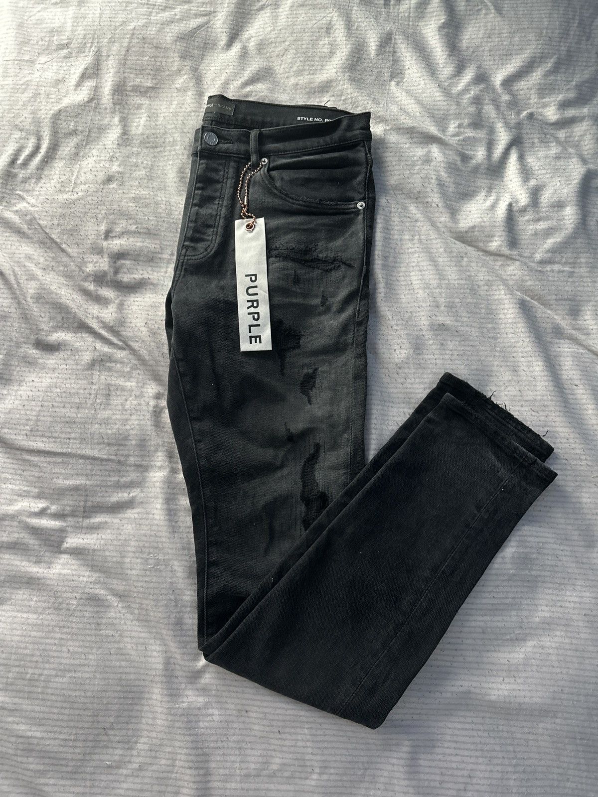 image of Purple Brand Quilted Denim Jeans in Black, Men's (Size 32)