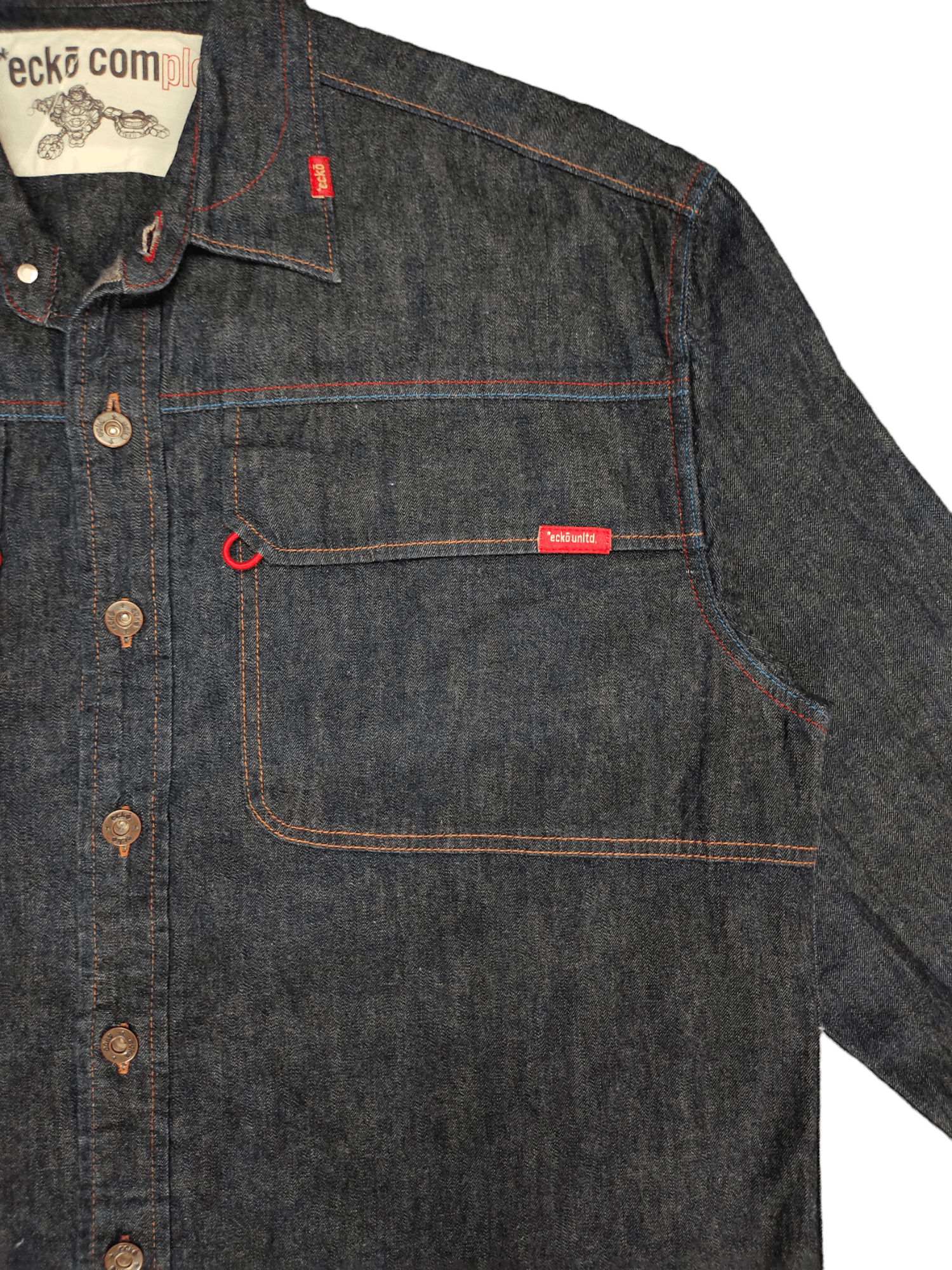 Ecko Unltd. Vintage Y2k Ecko complex Double Pocket Baggy Denim Shirt Size US L / EU 52-54 / 3 - 7 Thumbnail