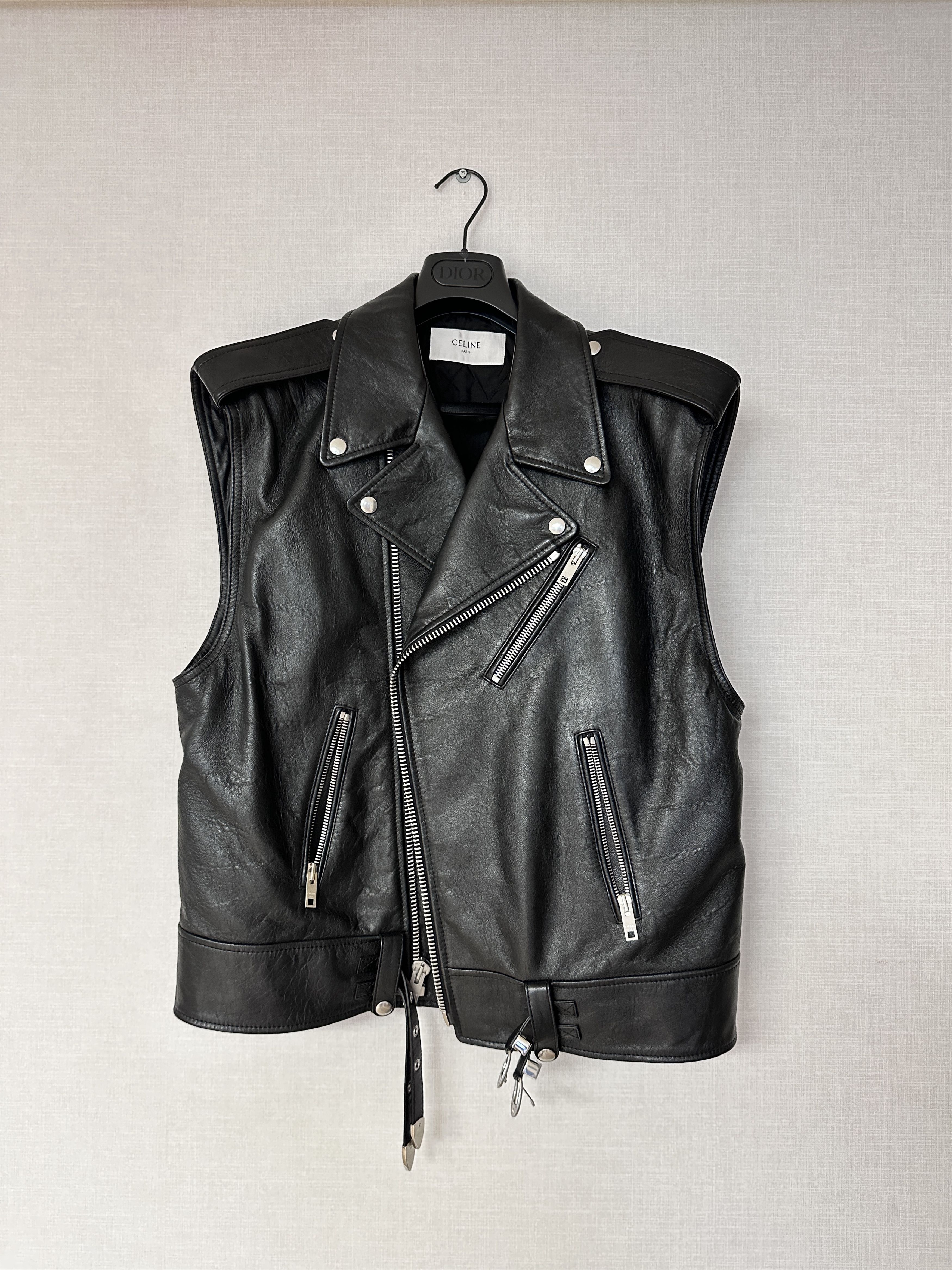 image of Celine Oversized Cowboy Jacket In Soft English Lambskin in Black, Men's (Size Medium)