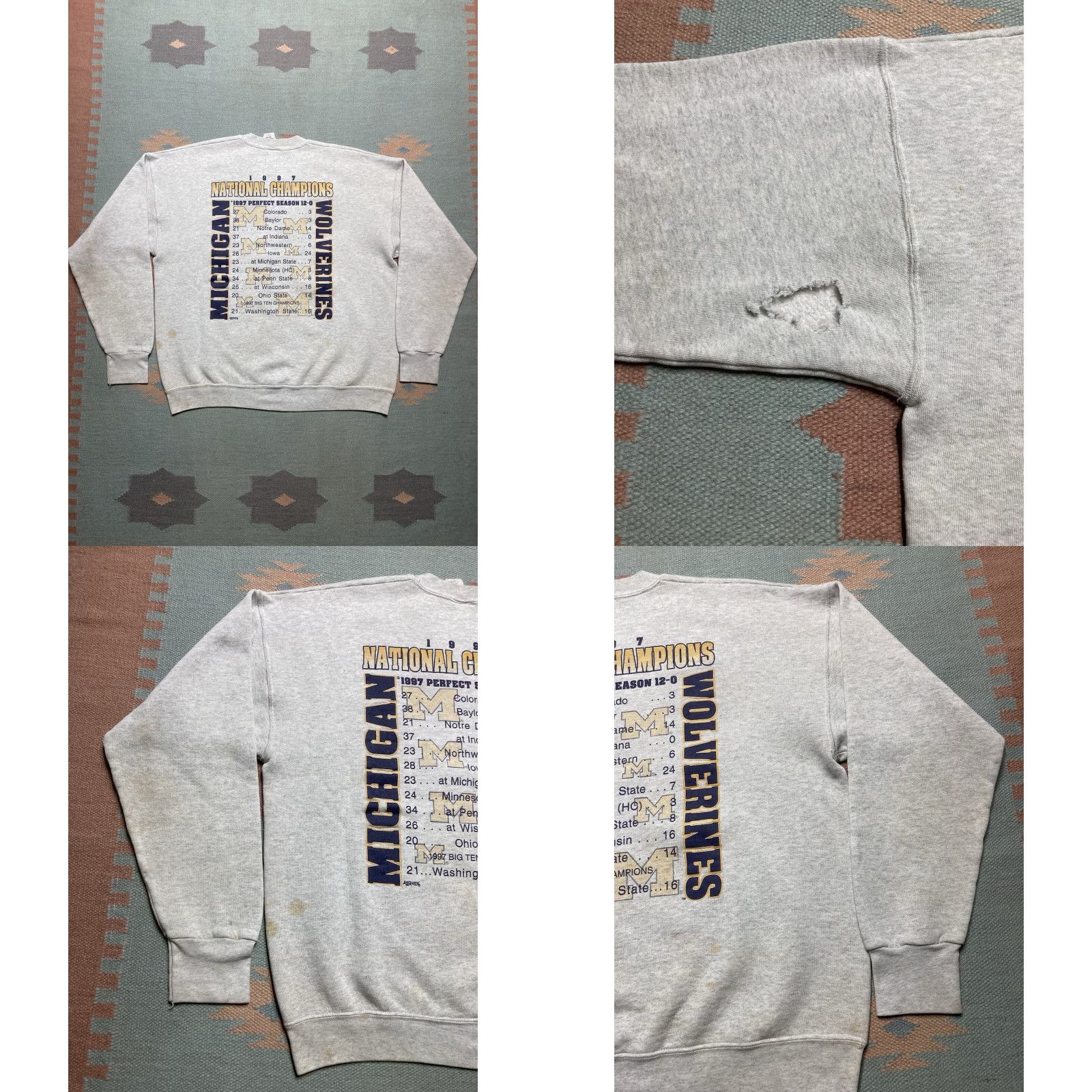 Vintage VINTAGE University of Michigan Wolverines 1997 Big Ten Sweatshirt Crewneck XL Mens Gray Pullover Size US XL / EU 56 / 4 - 8 Thumbnail