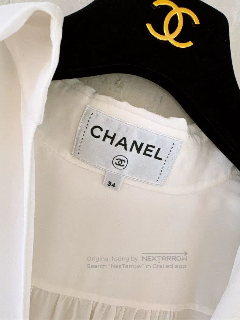 Chanel Chanel Deep V diamond silk shirt Size XXS / US 00 / IT 34 - 7 Thumbnail