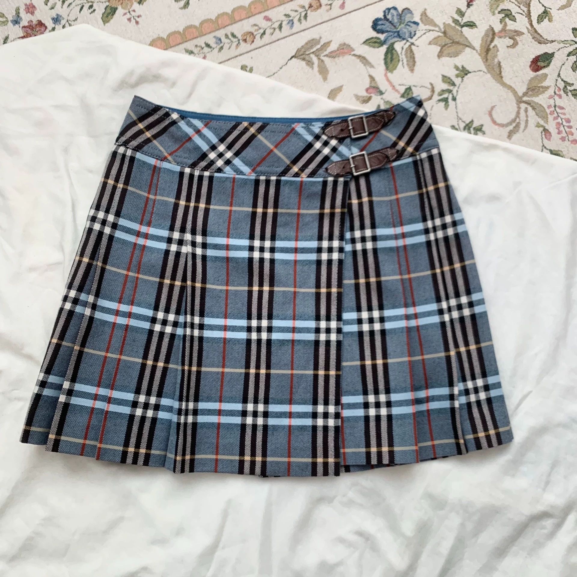 Burberry Burberry Blue Plaid Pleated Skirt - dmc Size US 27 - 1 Thumbnail