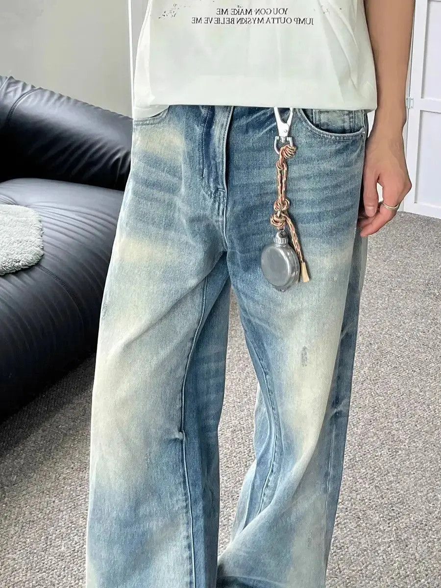 Japanese Brand Loose straight leg light colored jeans Size US 32 / EU 48 - 5 Thumbnail