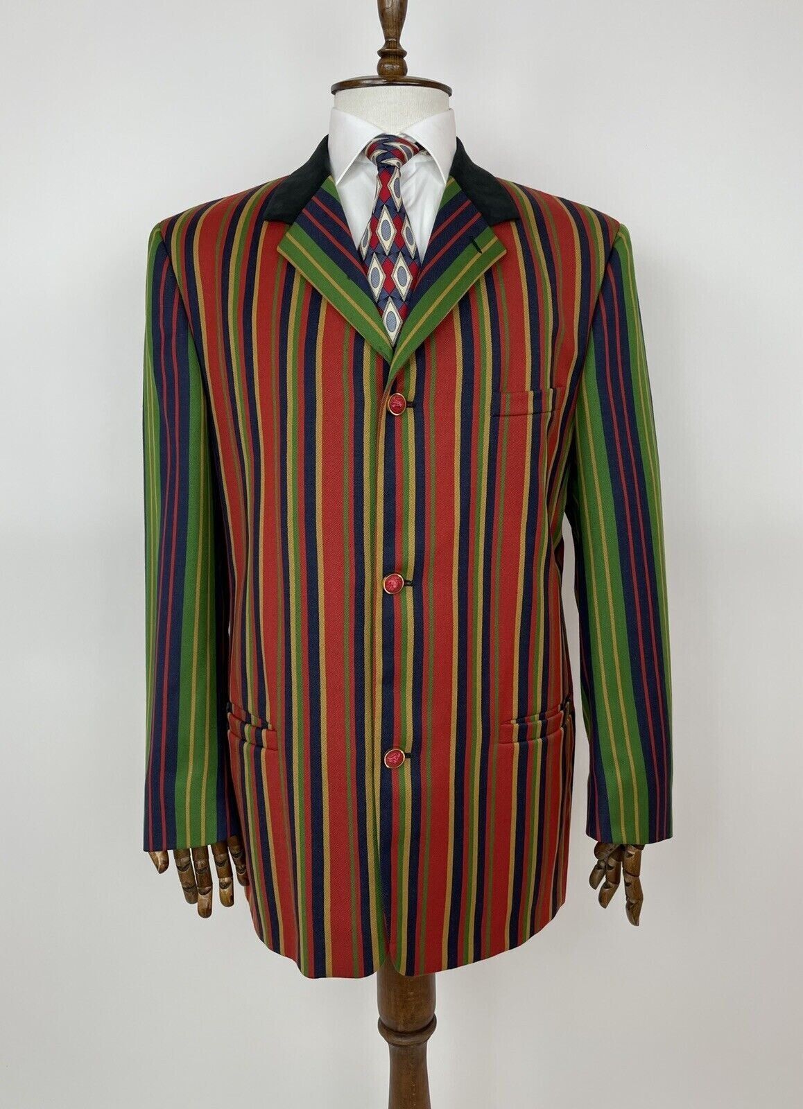 Versus Versace VINTAGE VERSUS GIANNI VERSACE MENS BLAZER STRIPED JACKET Size 44R - 1 Thumbnail