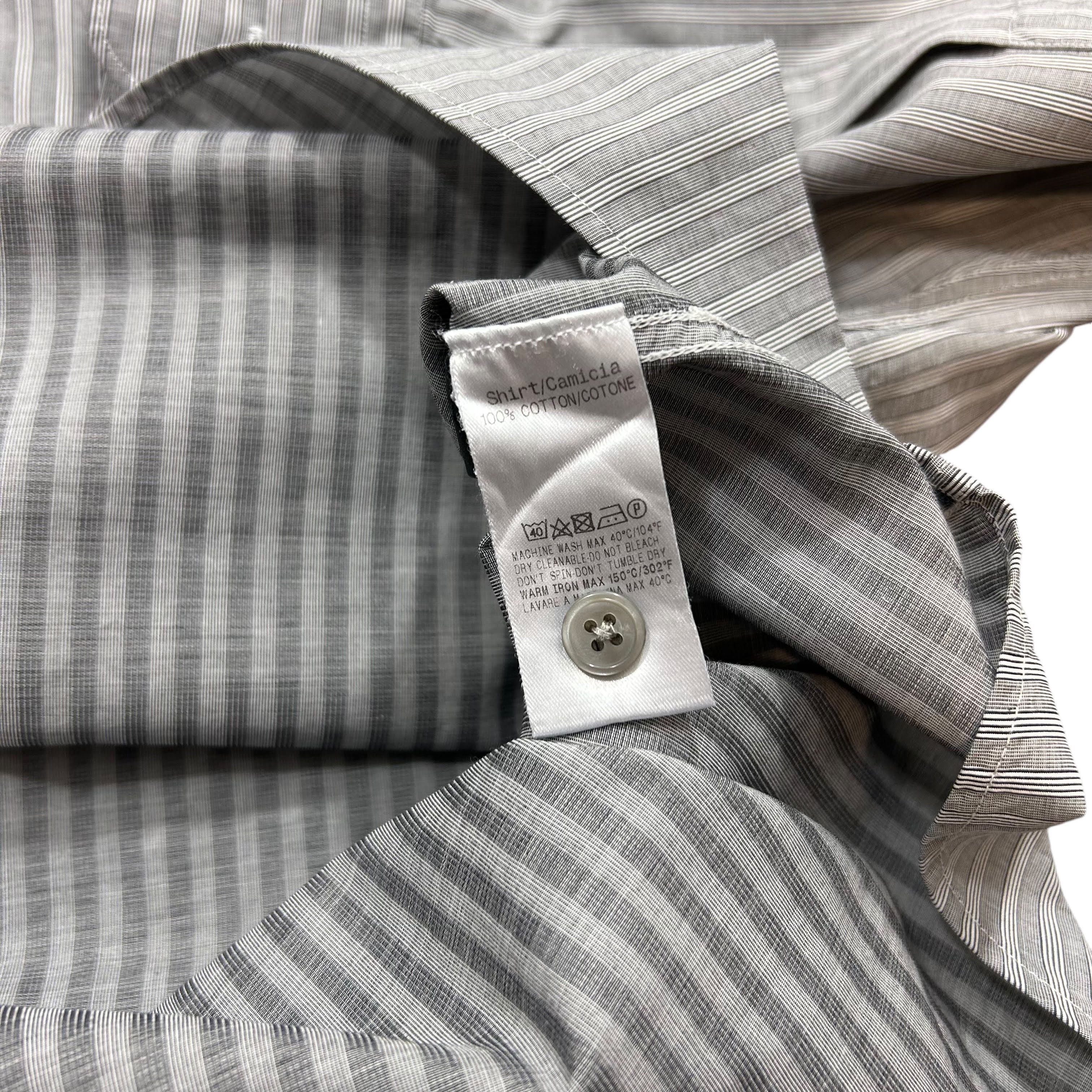 Z Zegna Z Zegna Gray White Striped Formal Slim Fit Shirt 41 16 Size US M / EU 48-50 / 2 - 6 Thumbnail