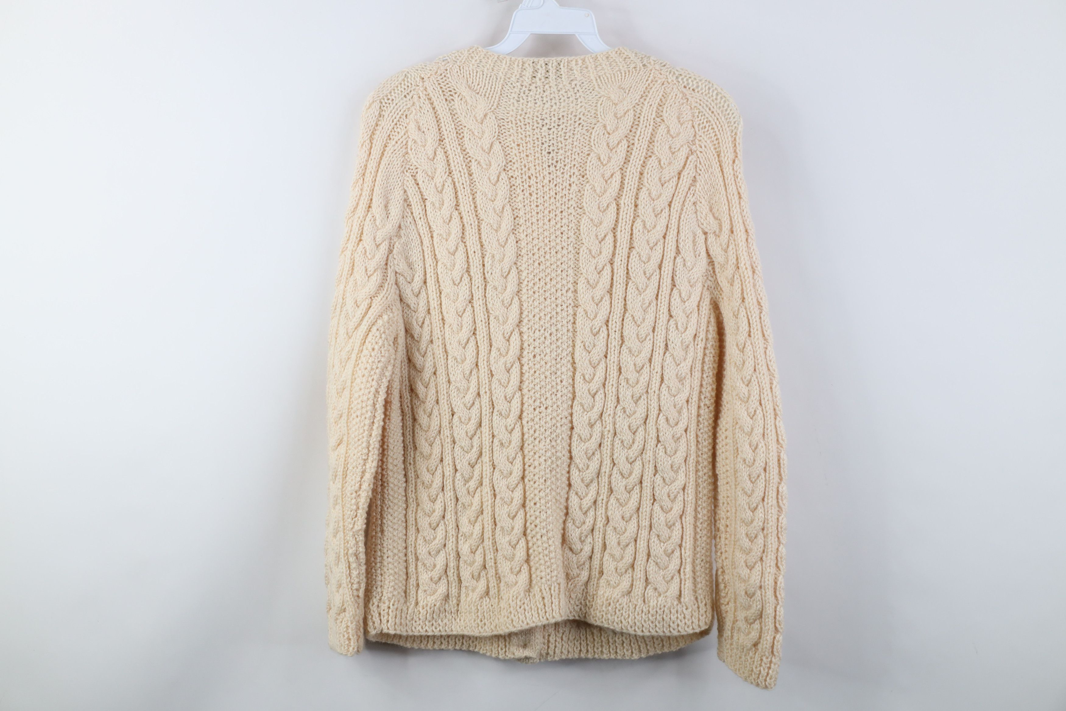 Vintage Vintage 60s 70s Chunky Cable Knit Fisherman Cardigan Sweater Size M / US 6-8 / IT 42-44 - 9 Thumbnail