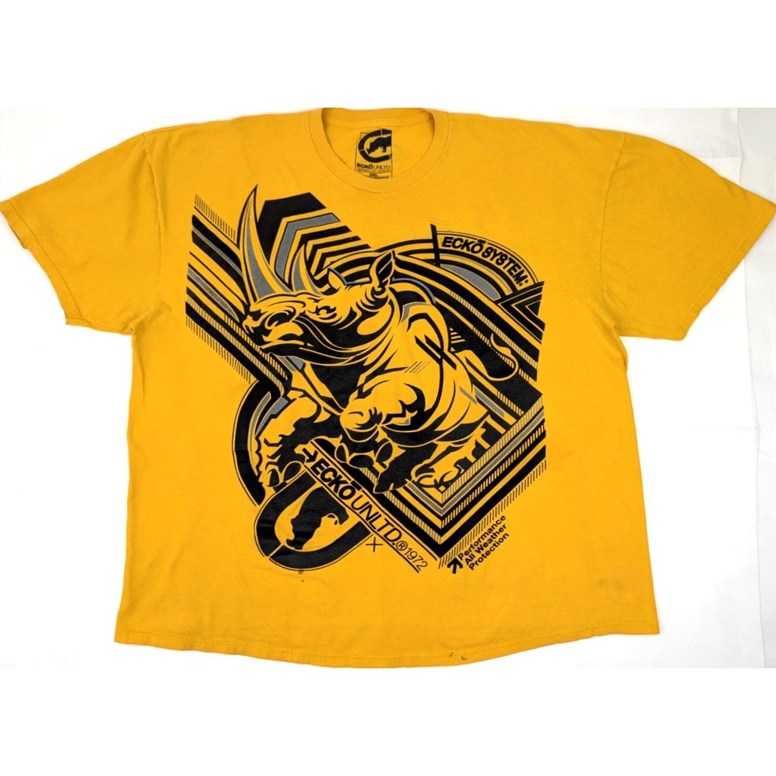 Ecko Unltd. Ecko Unltd. Yellow All Over Print Rhino Graphic Shirt Men 3XL Hip Hop Performance Crew Neck Short Sleeve Shirt Size US XXL / EU 58 / 5 - 2 Thumbnail