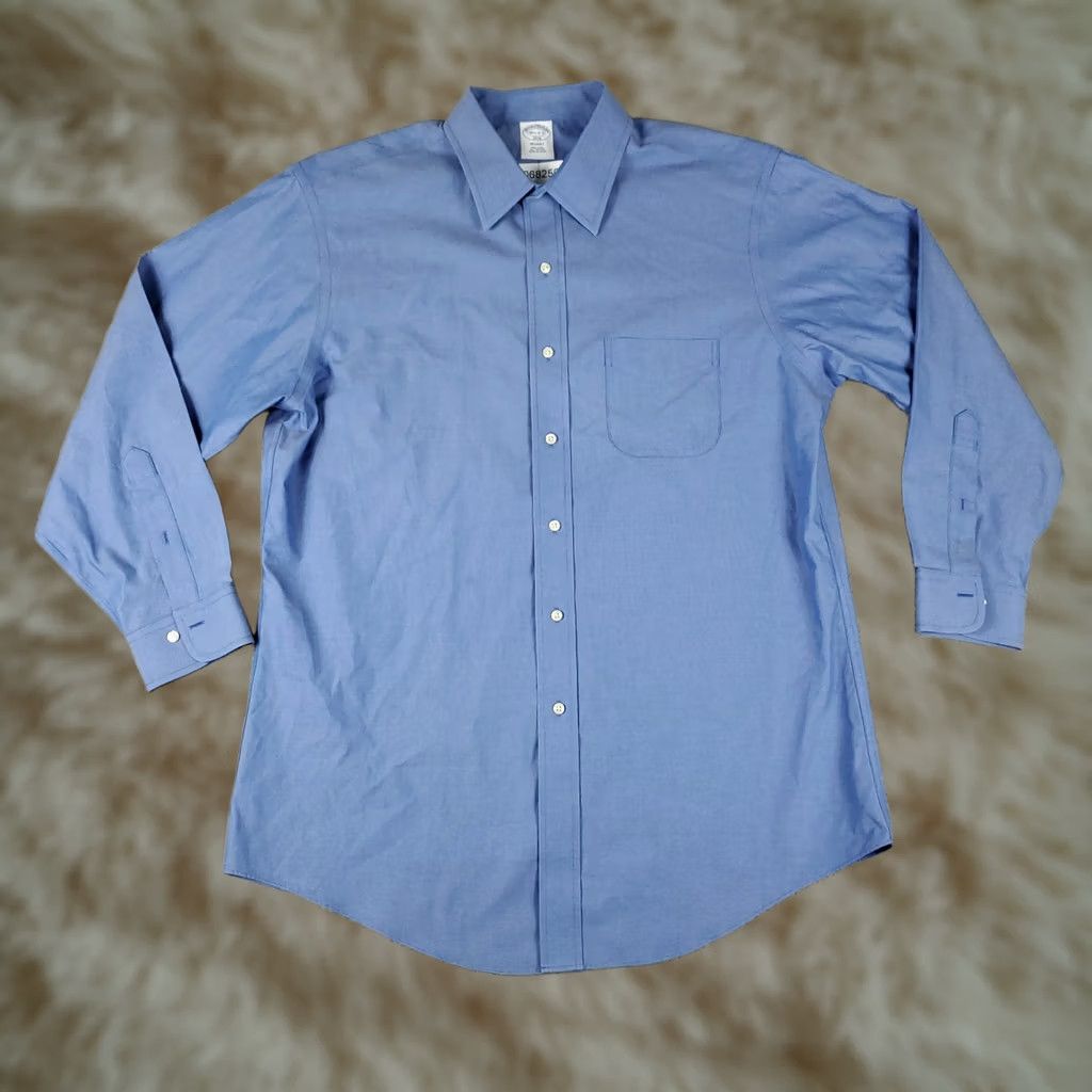 Brooks Brothers Brooks Brothers Dress Shirt Mens 16.5 Blue Regent Button Up Long Sleeve Size 46R - 1 Thumbnail