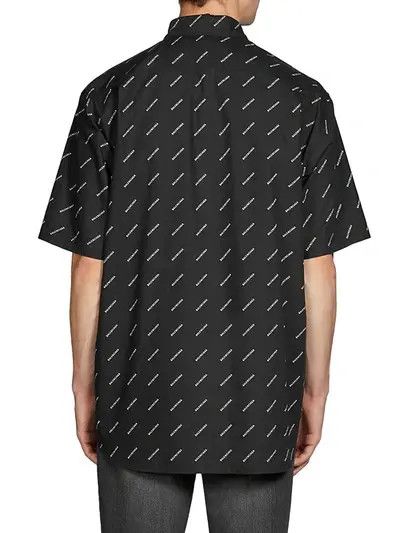 Balenciaga o1mt1gz0924 Allover Normal Fit Logo Shirt in Black/White Size US M / EU 48-50 / 2 - 2 Thumbnail