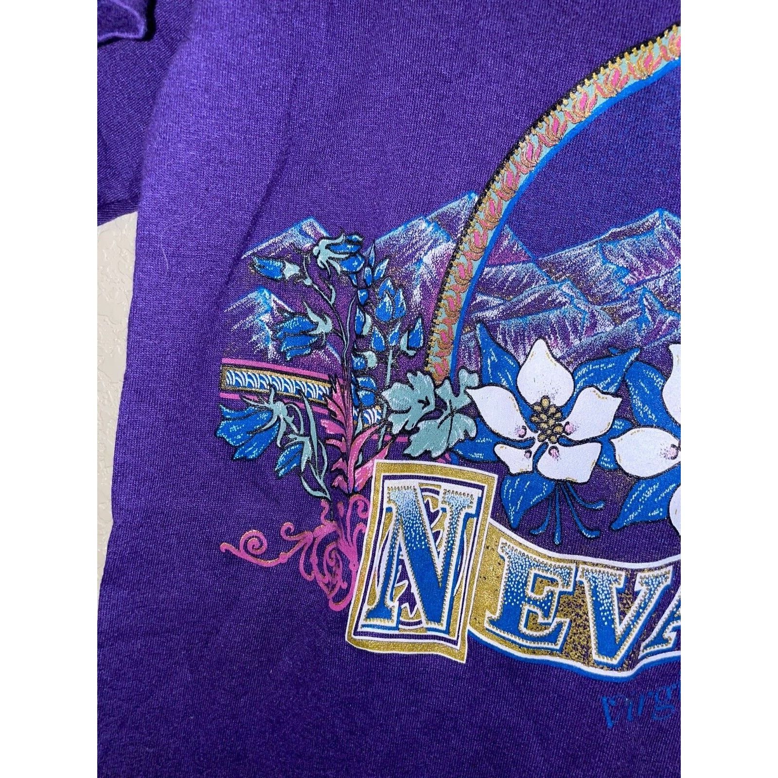Jerzees Vintage Nevada Virginia City Shirt Purple Tee VTG 90s Small Size US S / EU 44-46 / 1 - 5 Thumbnail