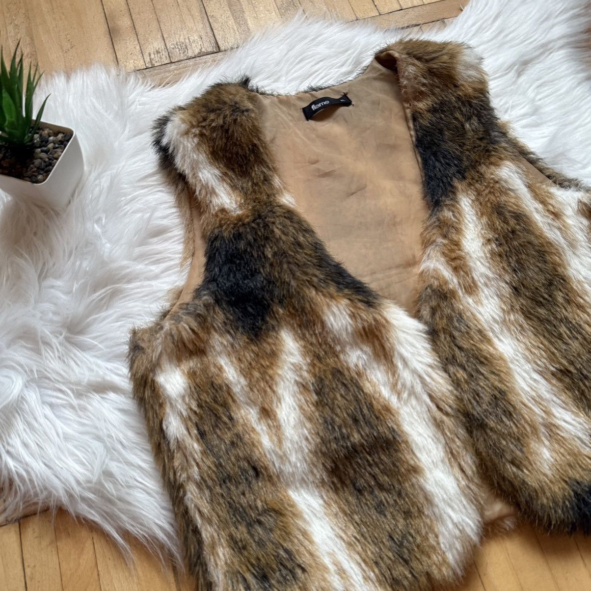 Hysteric Glamour 📌 Vintage Crazy Faux Fur Y2K Vest Animal Print Size XL / US 12-14 / IT 48-50 - 2 Thumbnail