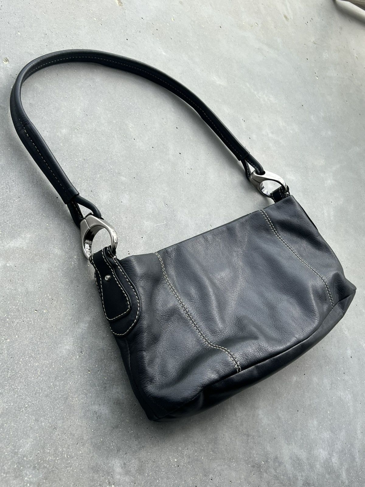 Vintage Super Cool Black Leather Shoulder Bag, Women's