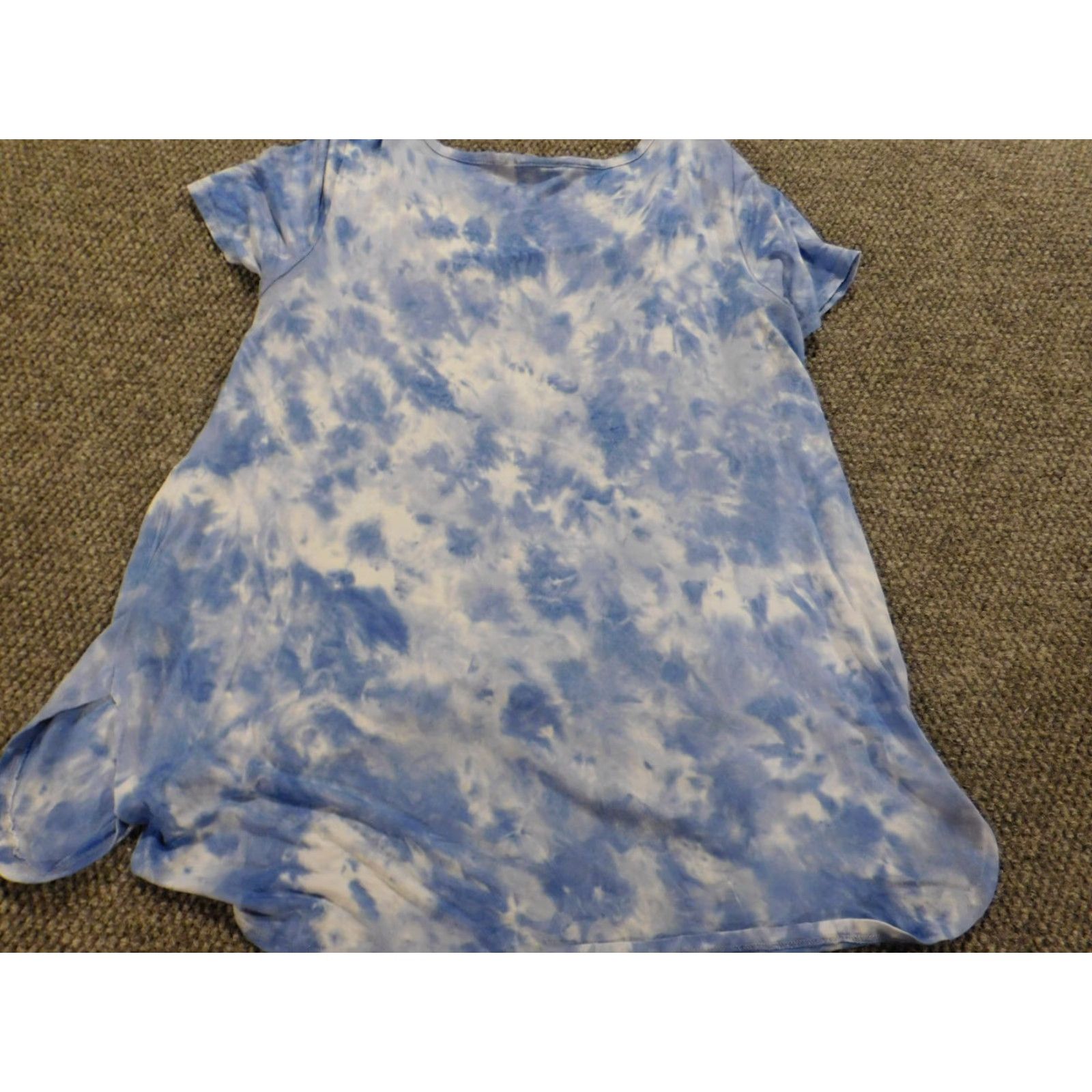 Vintage Spense Womens Shirt Large Blue pullover stretch sport Blouse Short Sleeve Round Neck Casual Regular Button Viscose Spandex Floral Basic American Size L / US 10 / IT 46 - 6 Thumbnail