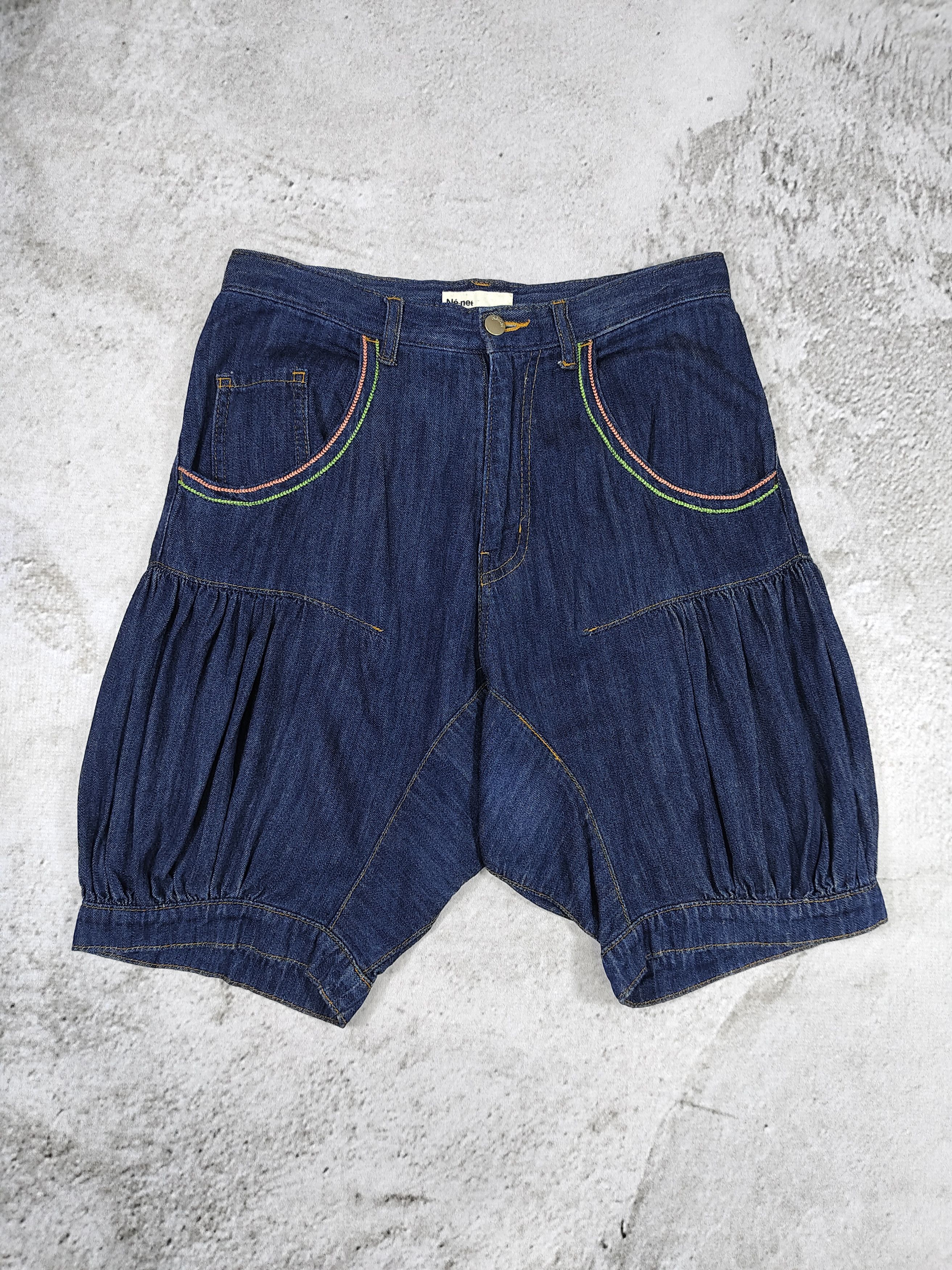 Ne-Net 00s Ne-net- Elephant Pacth Drop Crotch Balloon Denim Shorts Size 30" / US 8 / IT 44 - 5 Thumbnail