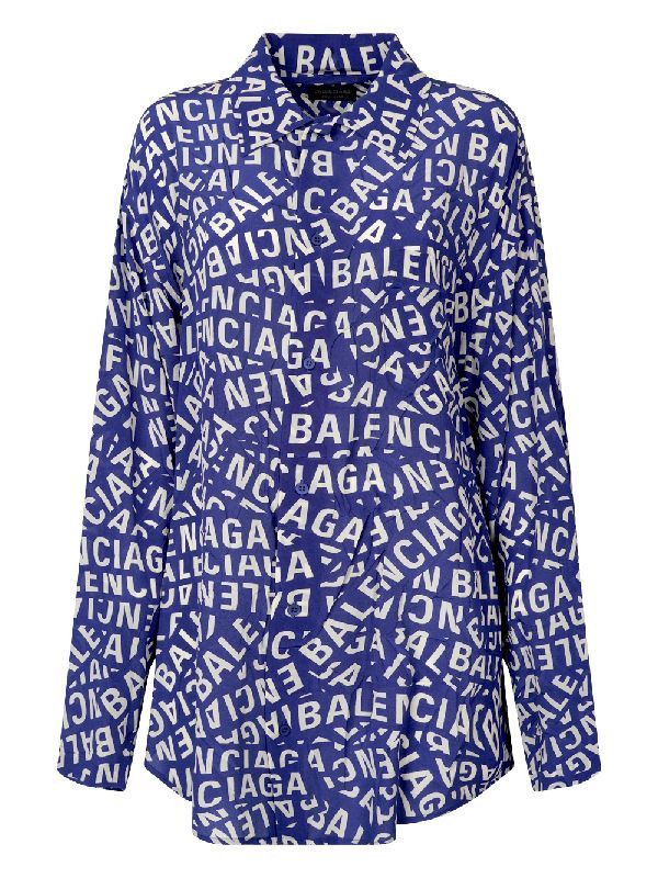 image of Balenciaga O1Mt1Gz0424 Minimal Shirt In Blue/white, Women's (Size Medium)