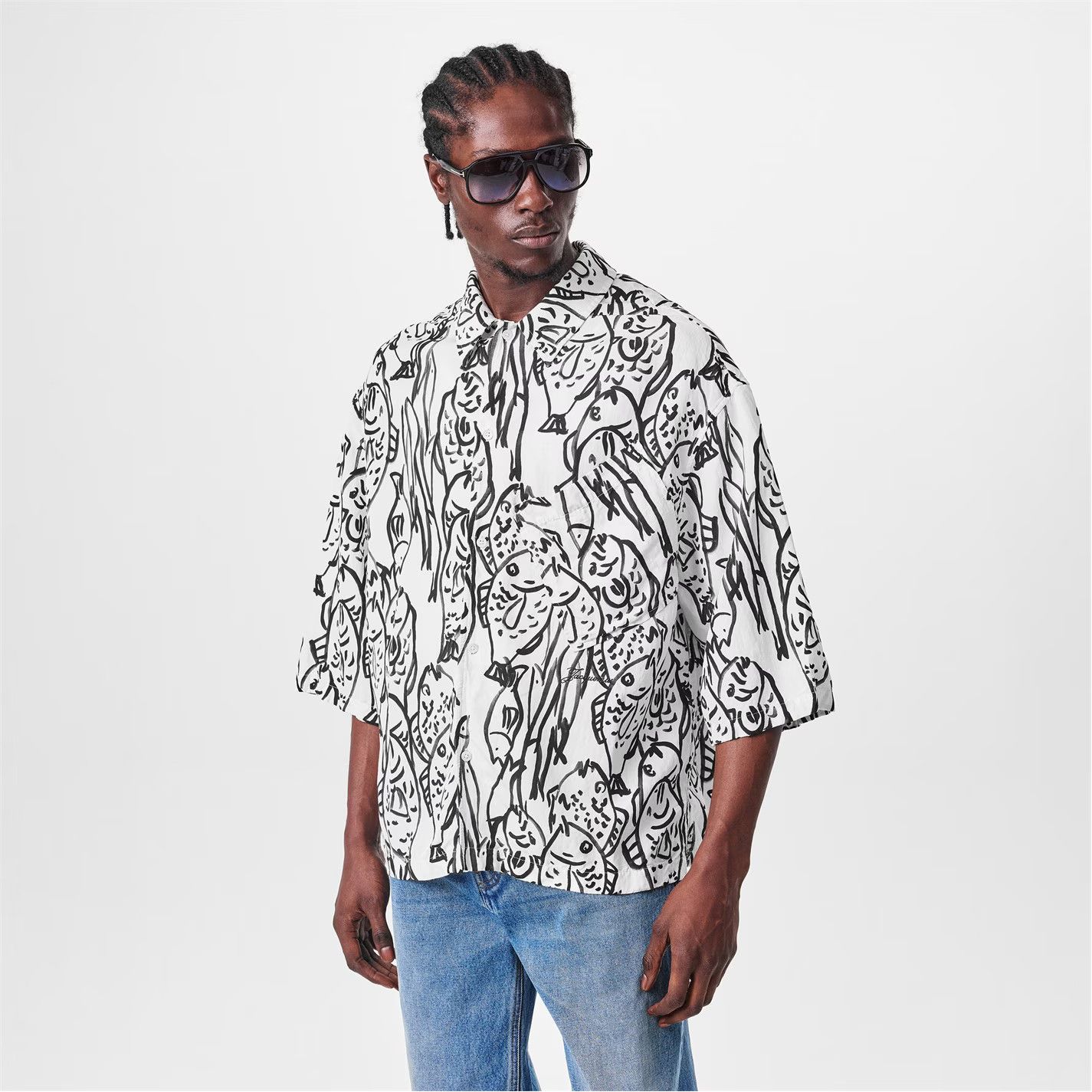 Jacquemus o1g2r1mq0426 Aloe Shirt in Black/White Size US M / EU 48-50 / 2 - 3 Thumbnail