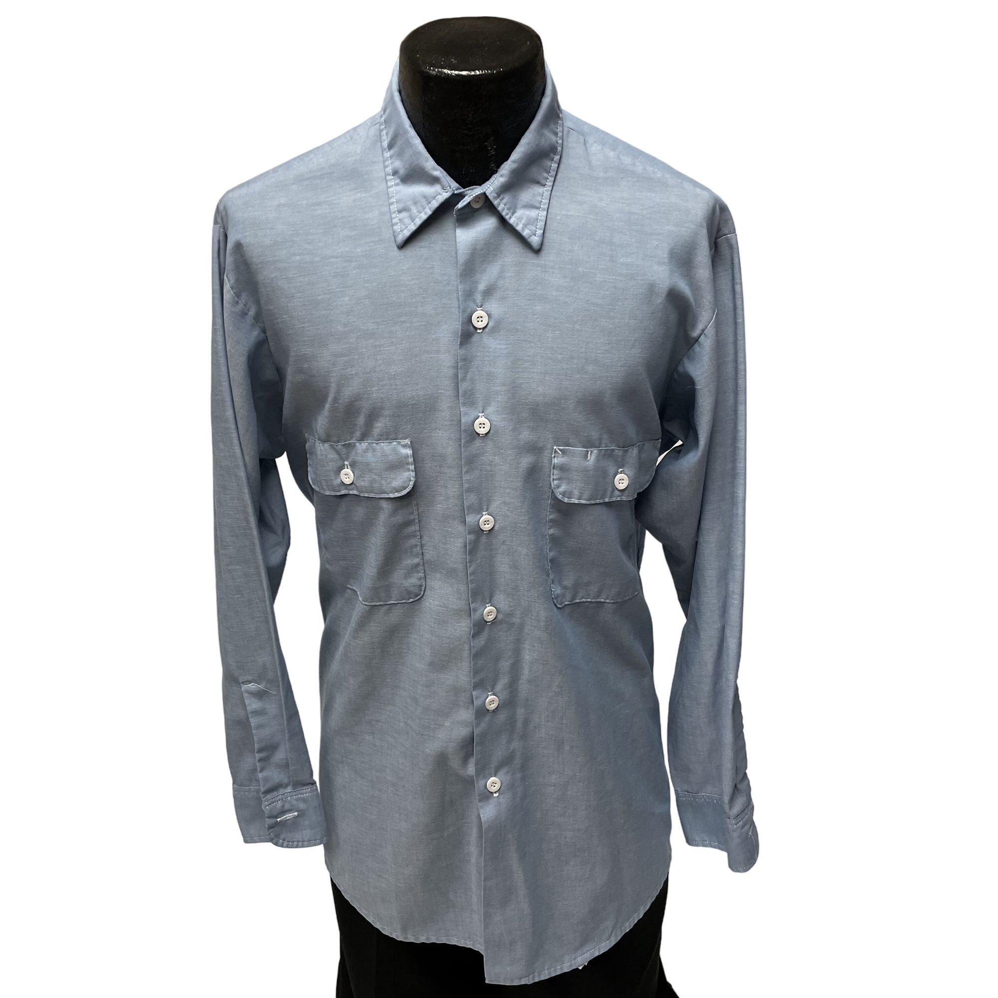 トップス BIG MAC CHAMBRAY SHIRT M USED 1960's Big Mac Brand JC Penney Chambray Button Up Vintage
