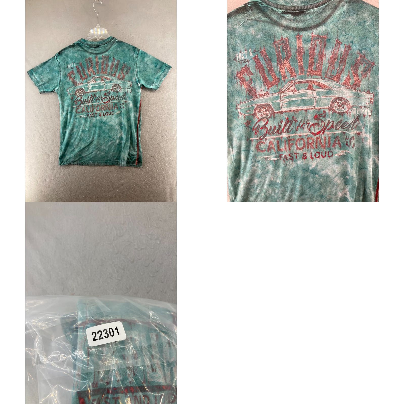 Affliction Affliction TShirt Mens Short Sleeve Crew Neck Blue Tie Dye Built For Speed M Cars Movie Graphic Print 90s Theme Mens Size US M / EU 48-50 / 2 - 8 Thumbnail