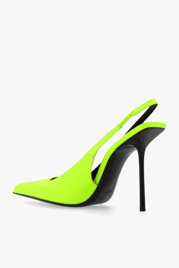 Saint Laurent Paris o1s1wg111024 Kiss Slingback Pumps Patent Leather Neon Green Size US 10 / IT 40 - 5 Thumbnail