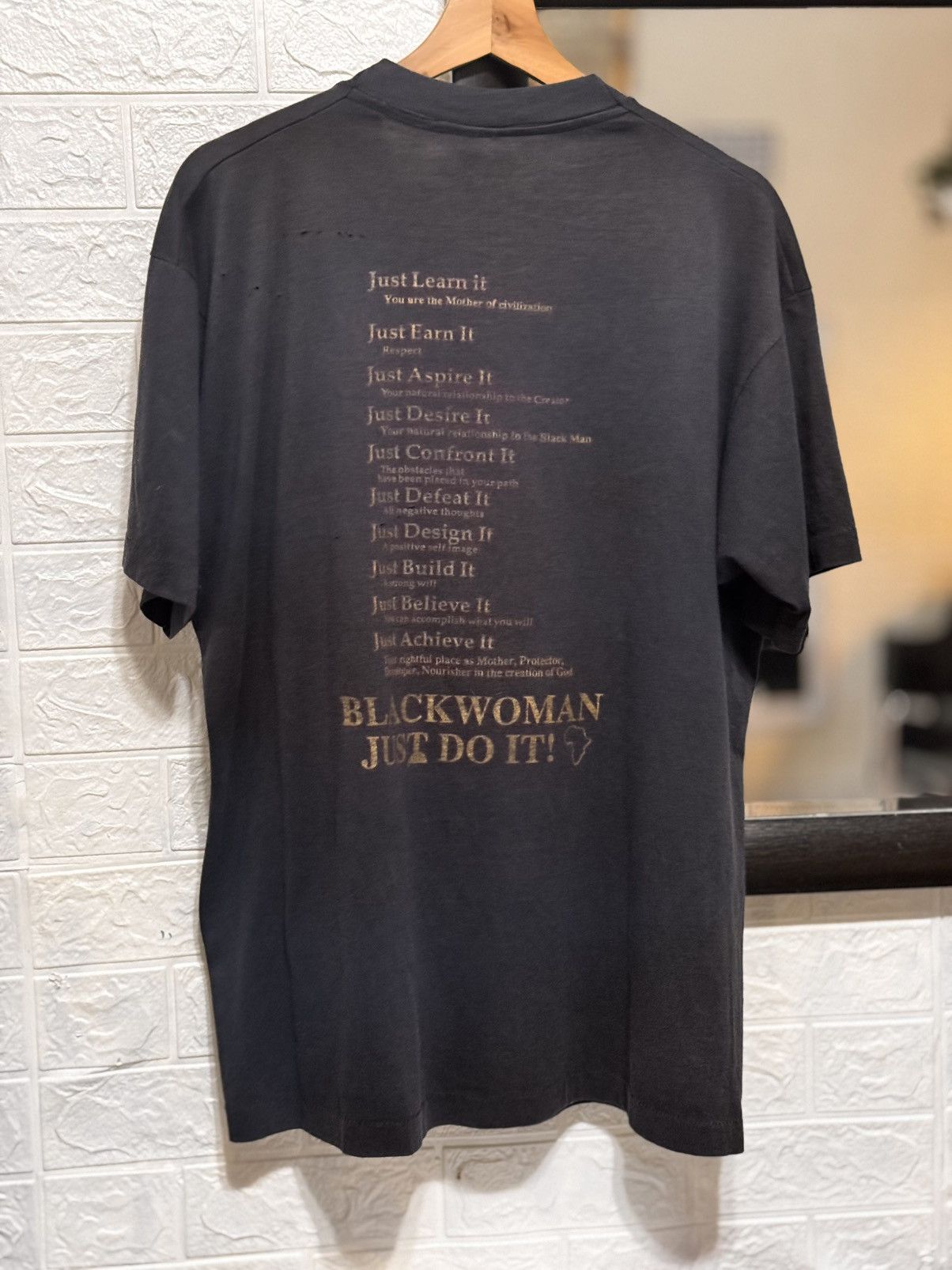 Rap Tees Vintage 90s 100% Black Womens Just Do it faded black tees Size US XL / EU 56 / 4 - 2 Thumbnail