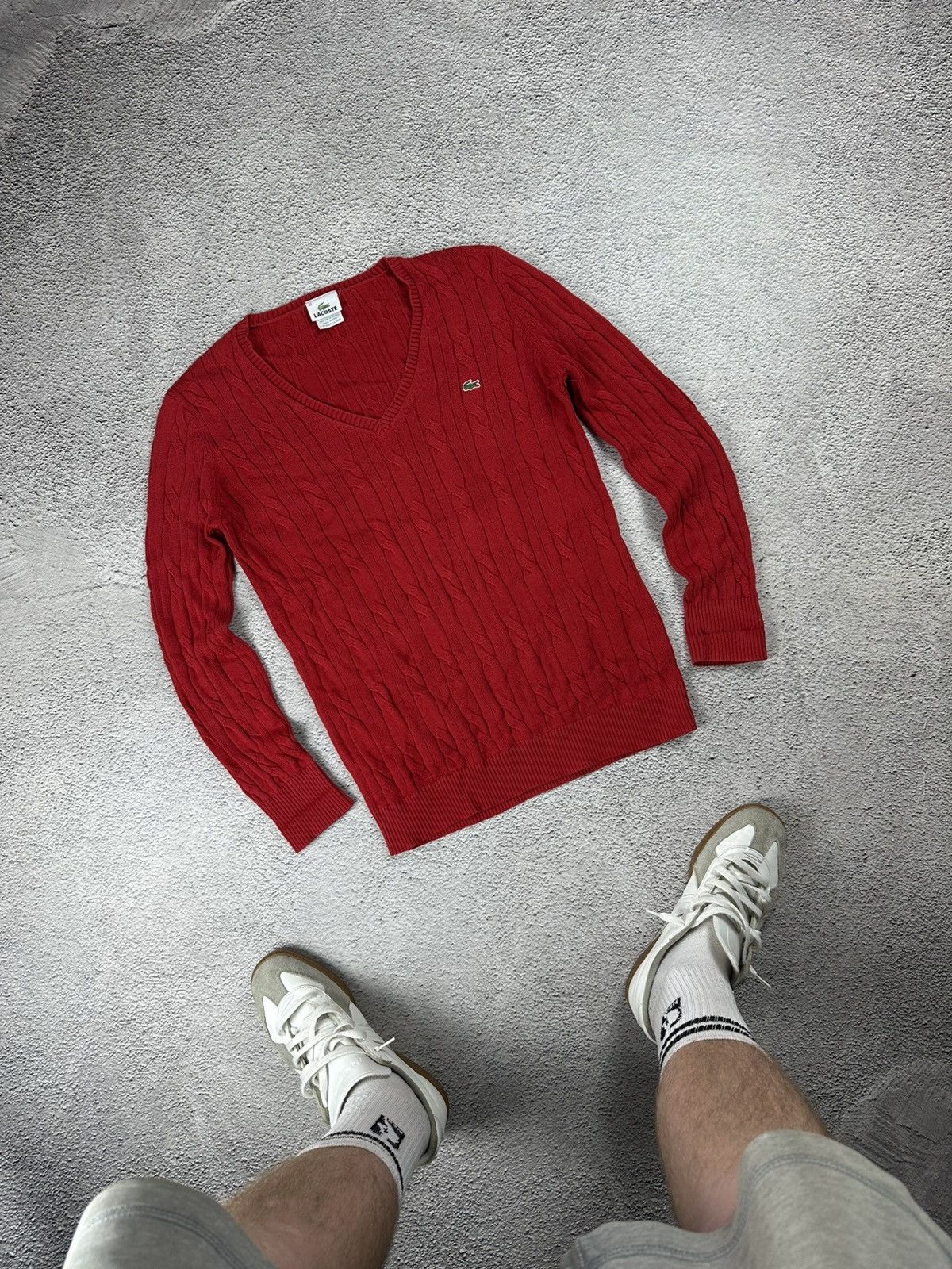 Lacoste Vintage Lacoste Knitwear V-Neck Striped Sweater Old Money Size M / US 6-8 / IT 42-44 - 3 Thumbnail