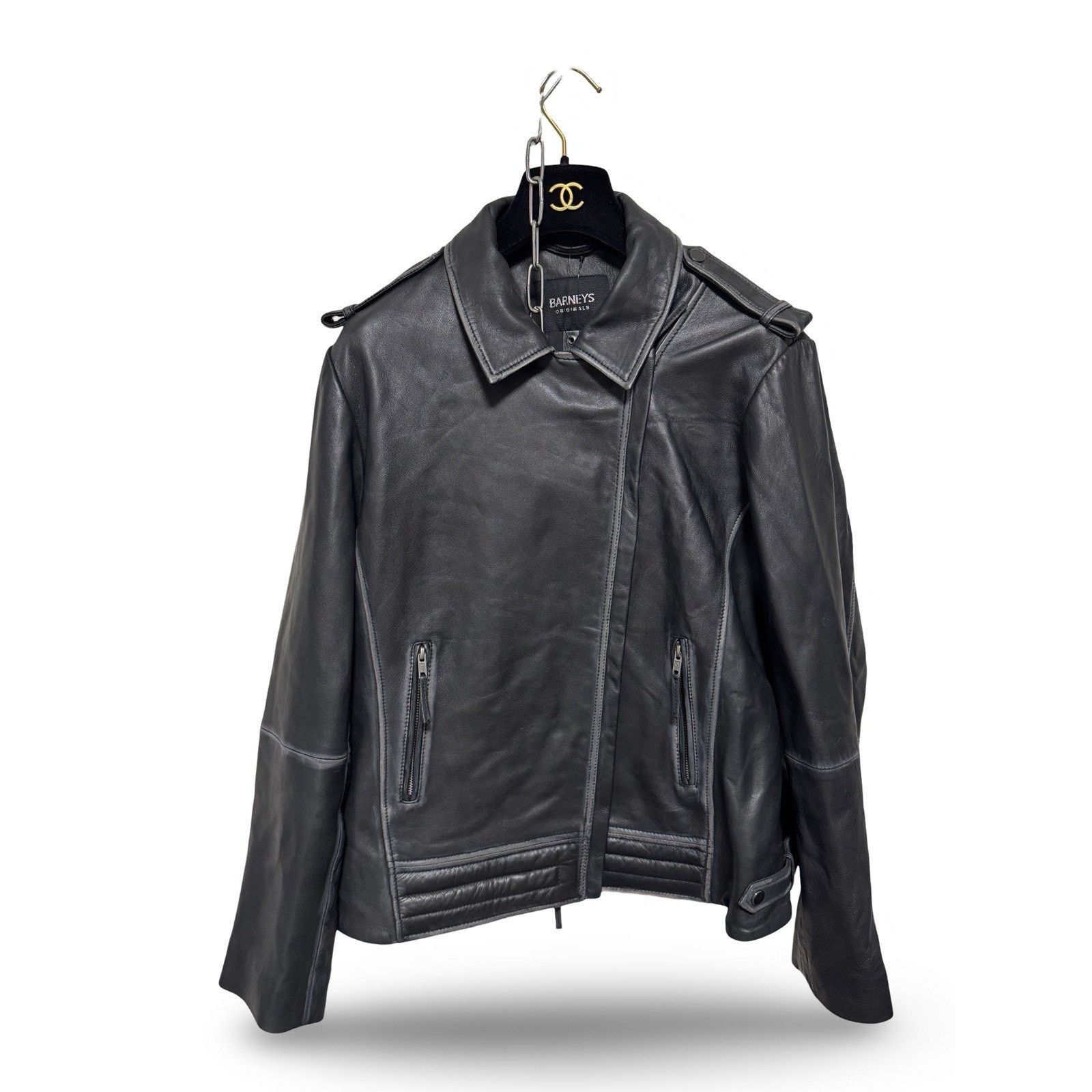 Barneys New York NWT Barney's Originals Women's Leather Jacket Black Size 20 Size 3XL / US 20-22 - 2 Thumbnail