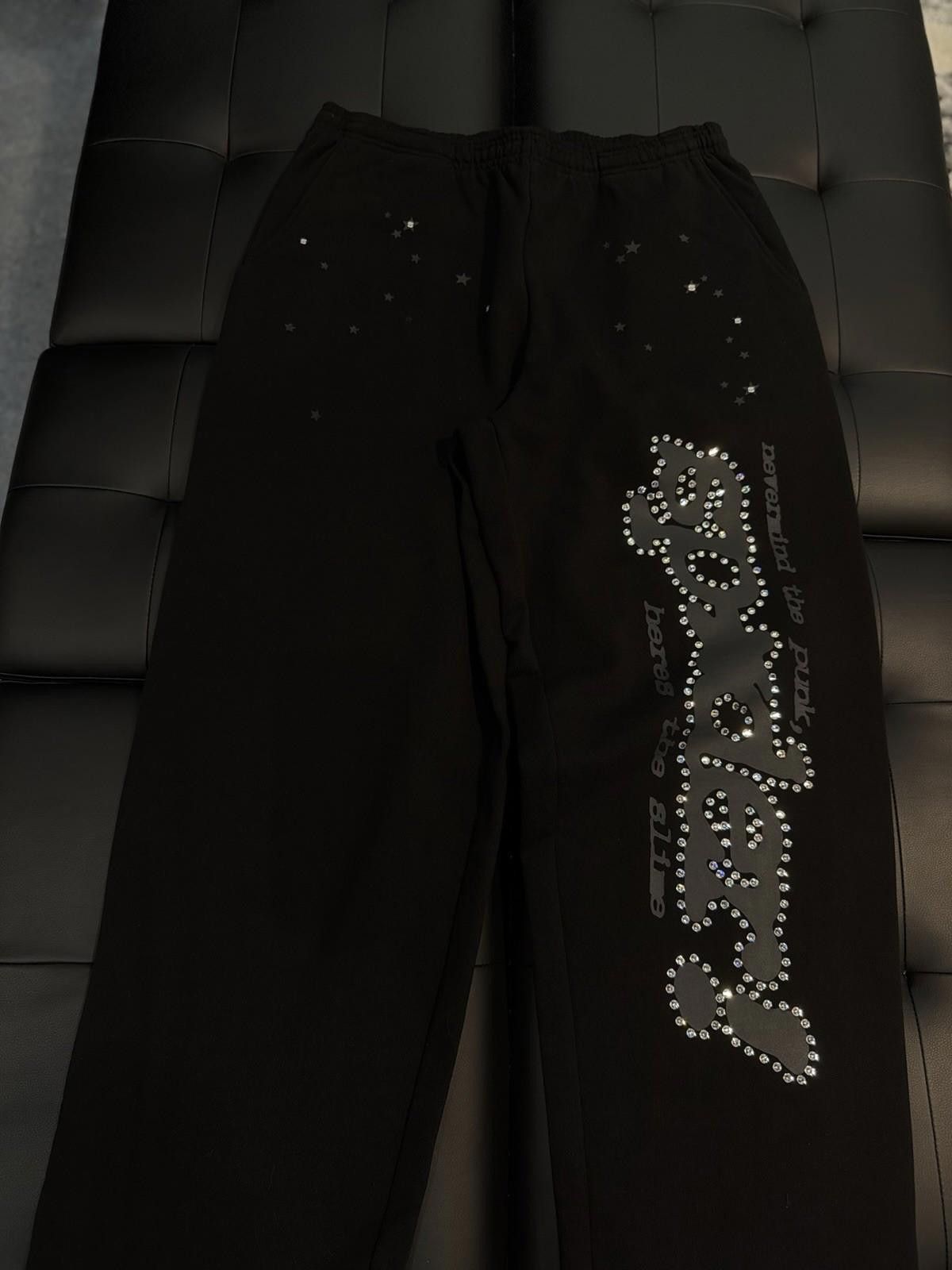 Sp5der Large Sp5der Worldwide Black VVS Stone Sweatpants Spider Size US 34 / EU 50 - 5 Thumbnail
