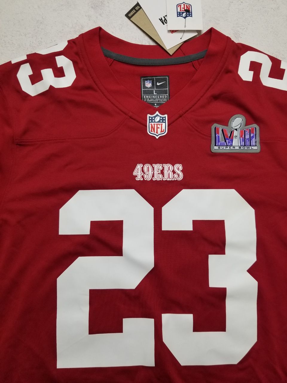 Nike San Francisco 49ers Super Bowl LVII Patch Game Jersey Size US L / EU 52-54 / 3 - 12 Thumbnail