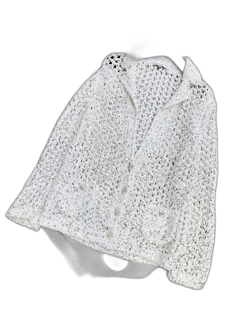 Chanel Chanel White Knit Embroidered Jacket with Buttons Size S / US 4 / IT 40 - 1 Thumbnail