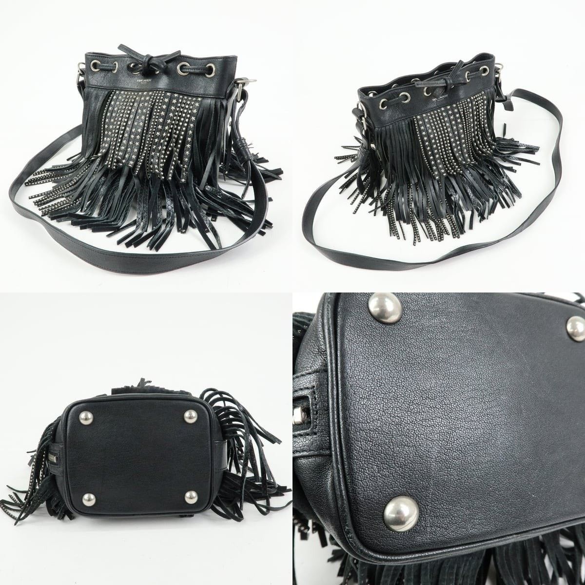Saint Laurent Paris Saint Laurent Studded Fringe Calfskin Bucket Bag Size ONE SIZE - 3 Thumbnail