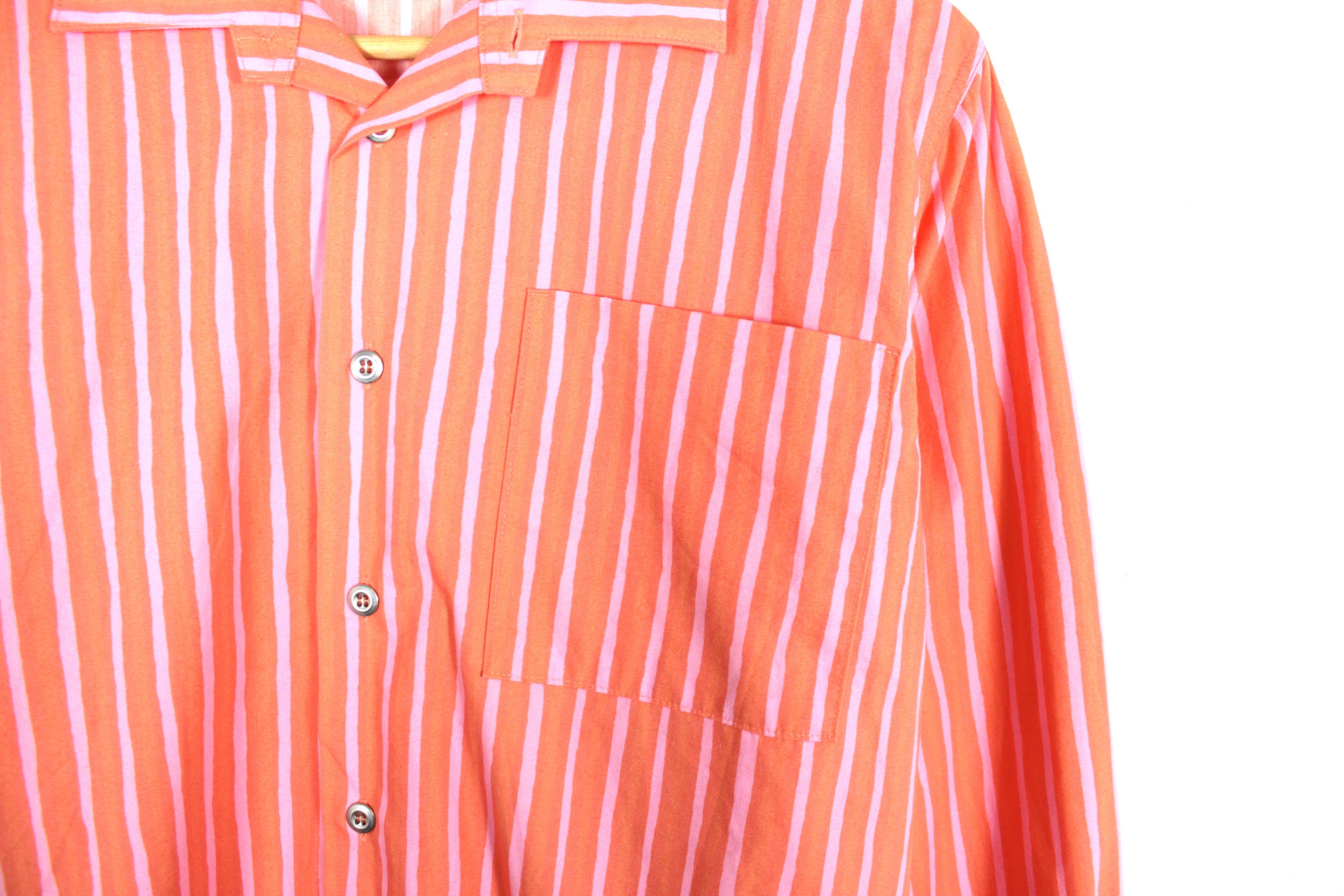 Designer × Marimekko Marimekko Coral Striped Open Collar Camp Shirt XS NZ Size US XS / EU 42 / 0 - 4 Thumbnail