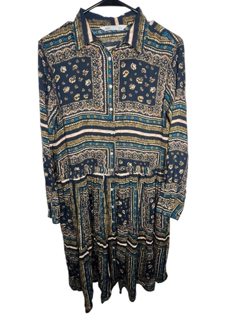 Zara ZARA Multi Pattern Dress Long Sleeve Button Up TShirt Dress Size M / US 6-8 / IT 42-44 - 2 Thumbnail