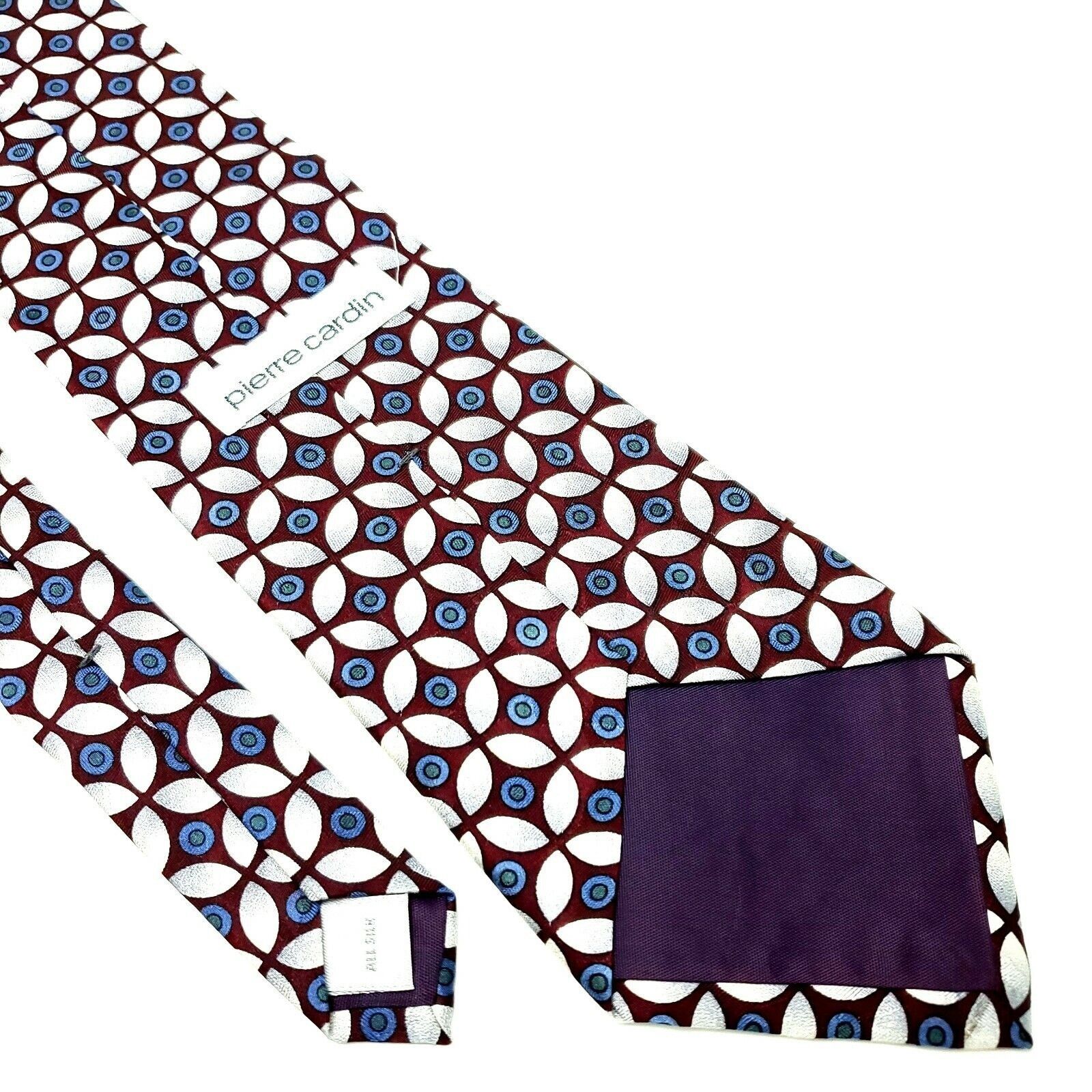Pierre Cardin Pierre Cardin Silk Tie Print Maroon Geometric Wide Size ONE SIZE - 5 Thumbnail
